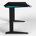 140 Workstation Desk | Carbon Fibre Finish, LED Lighting | B2B Pricing Gaming Desk - Wheeler Display