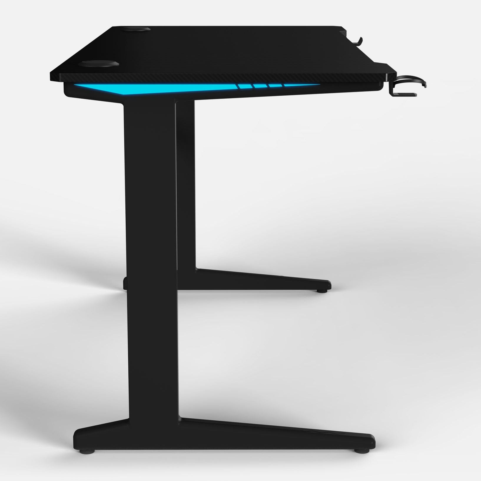 140 Workstation Desk | Carbon Fibre Finish, LED Lighting | B2B Pricing Gaming Desk - Wheeler Display