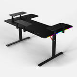 160 Workstation Desk | Carbon Fibre Finish, LED Lighting | B2B Pricing Gaming Desk - Wheeler Display