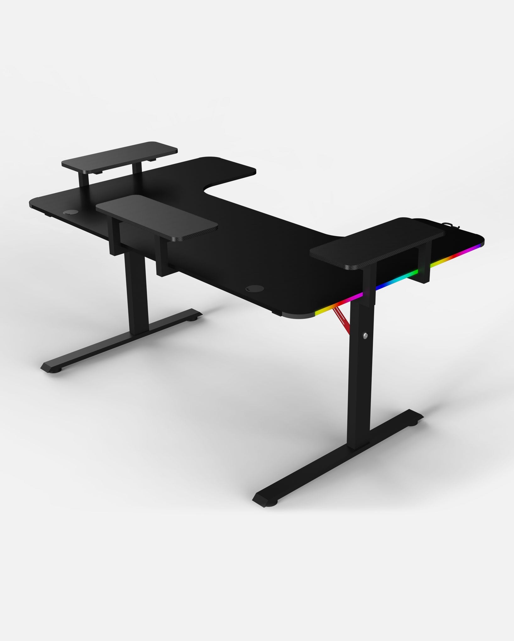 160 Workstation Desk | Carbon Fibre Finish, LED Lighting | B2B Pricing Gaming Desk - Wheeler Display