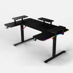 160 Workstation Desk | Carbon Fibre Finish, LED Lighting | B2B Pricing Gaming Desk - Wheeler Display