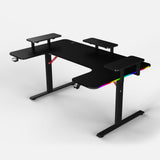 160 Workstation Desk | Carbon Fibre Finish, LED Lighting | B2B Pricing Gaming Desk - Wheeler Display