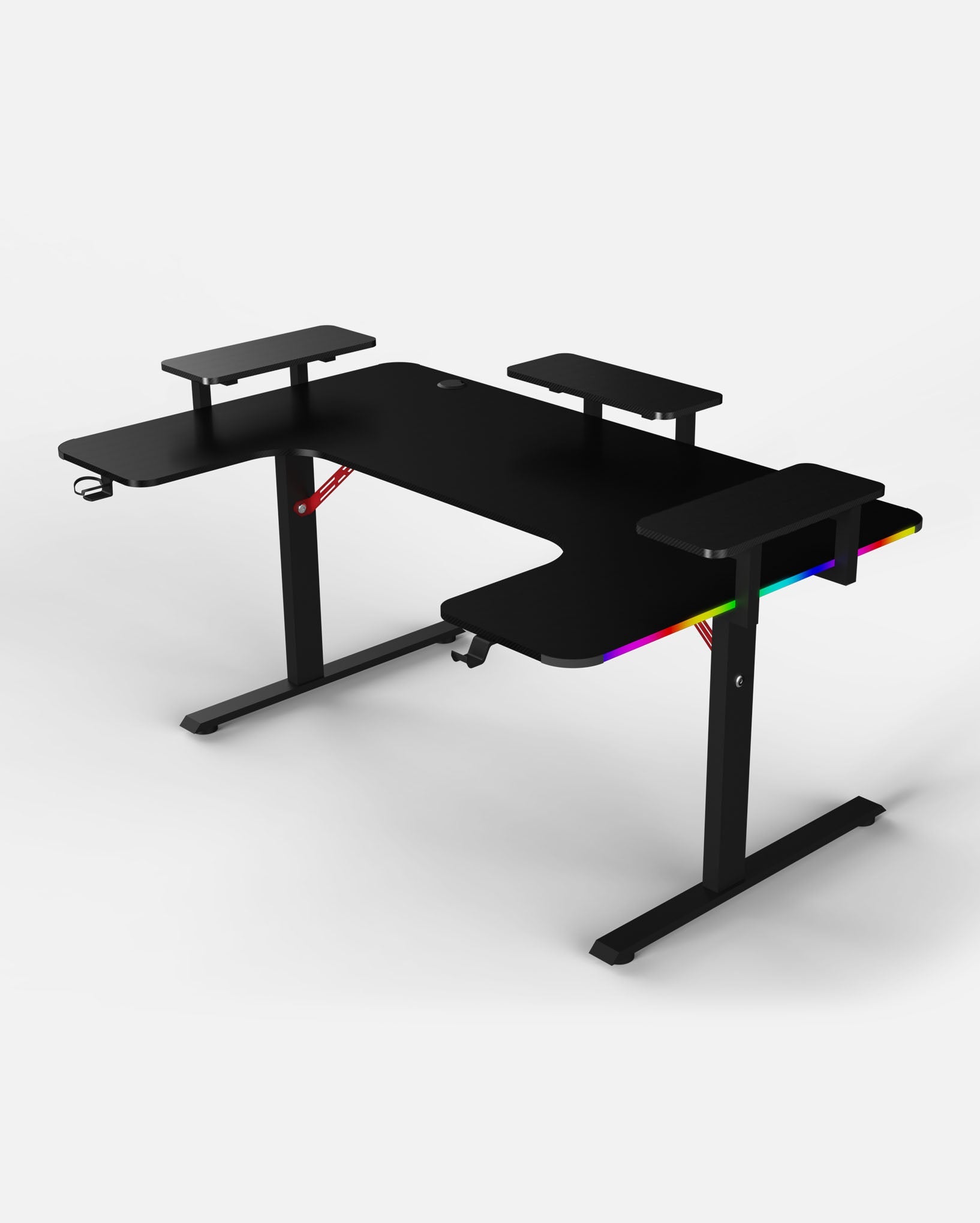 160 Workstation Desk | Carbon Fibre Finish, LED Lighting | B2B Pricing Gaming Desk - Wheeler Display