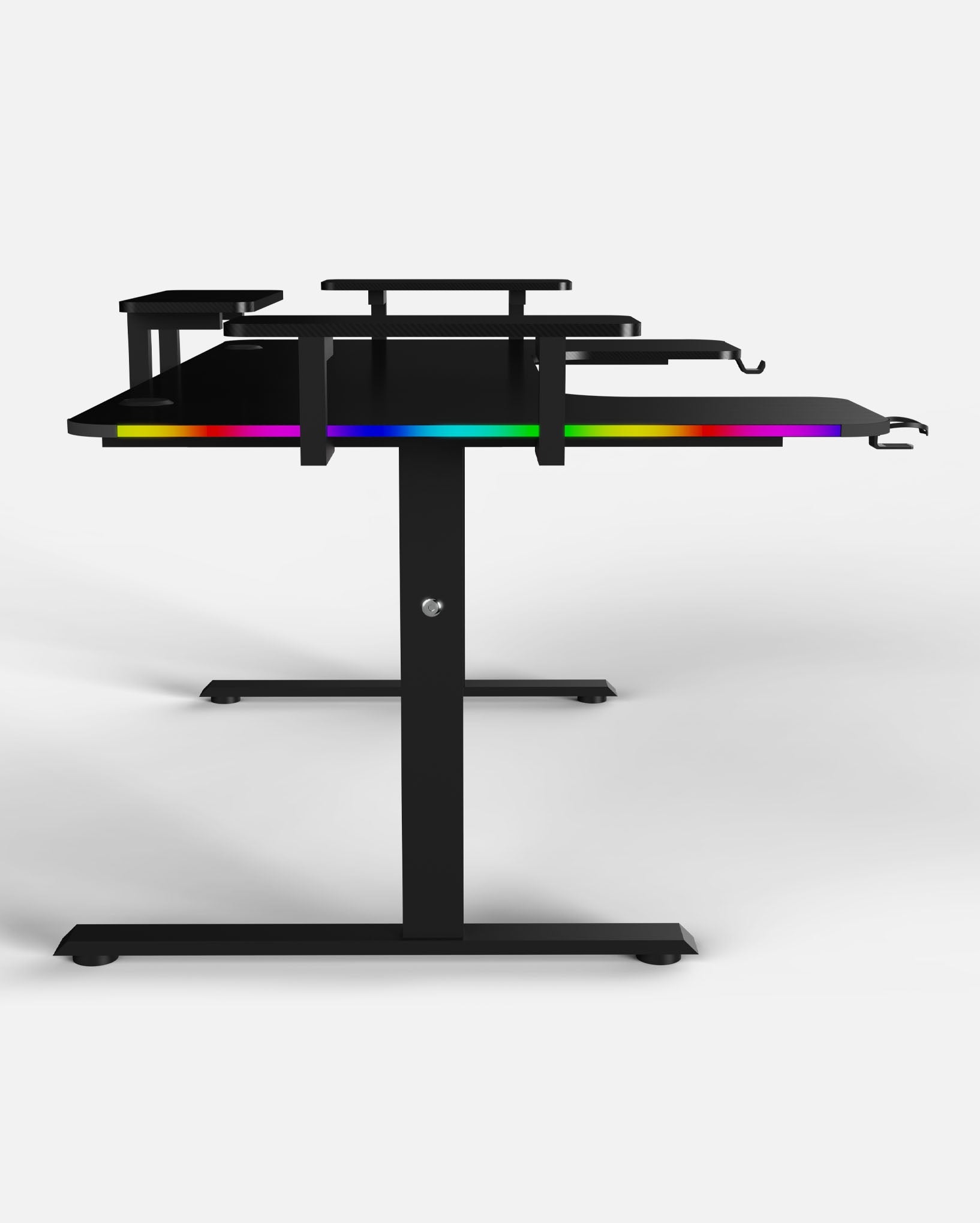 160 Workstation Desk | Carbon Fibre Finish, LED Lighting | B2B Pricing Gaming Desk - Wheeler Display
