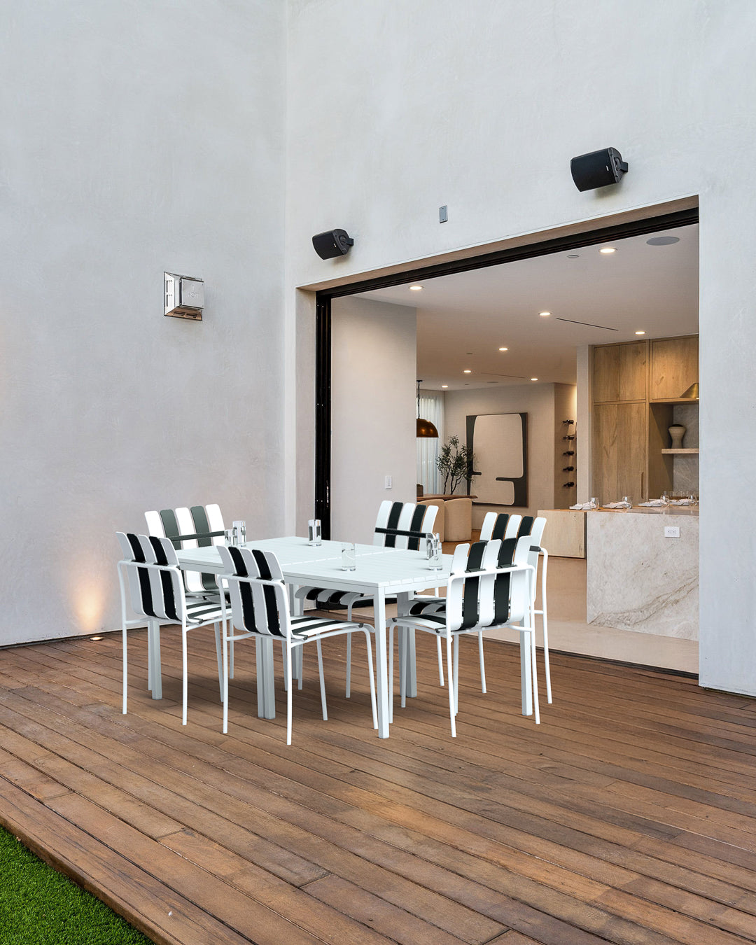 StackChair – Indoor/Outdoor Chair (Black & White) | B2B Pricing Chair - Wheeler Display