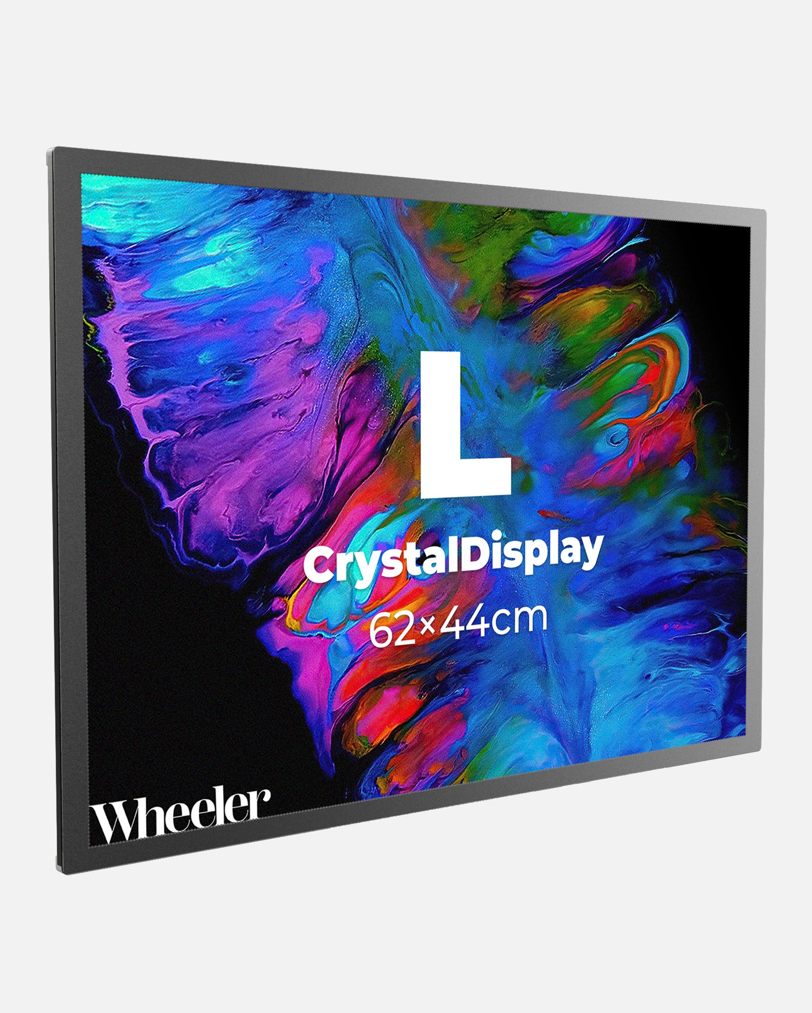 LED Display Lightbox / Glass + Aluminium / L (43×60 cm A2) / Silver CrystalDisplay Lightbox - Wheeler Display