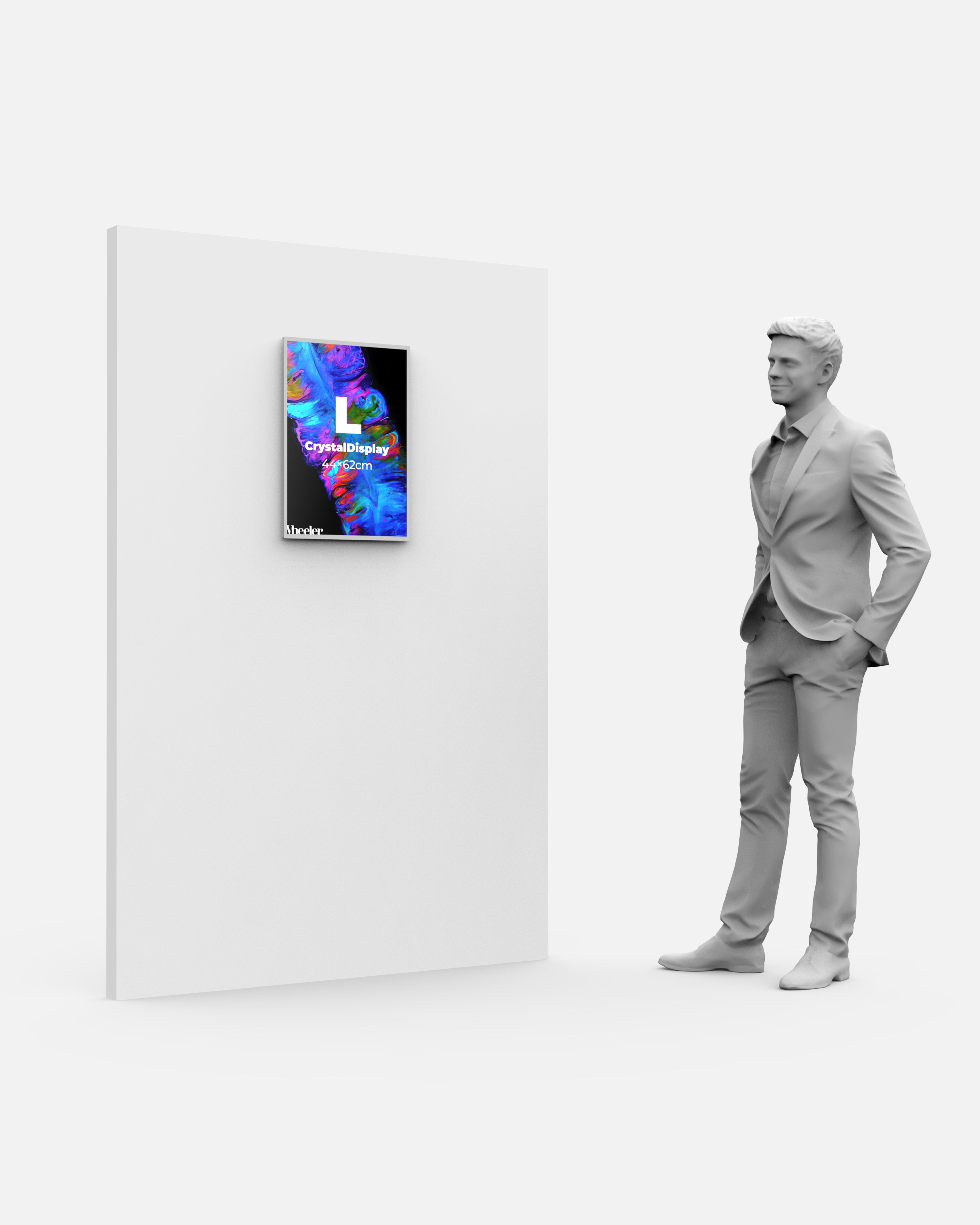 LED Display Lightbox / Glass + Aluminium / L (43×60 cm A2) / Silver CrystalDisplay Lightbox - Wheeler Display