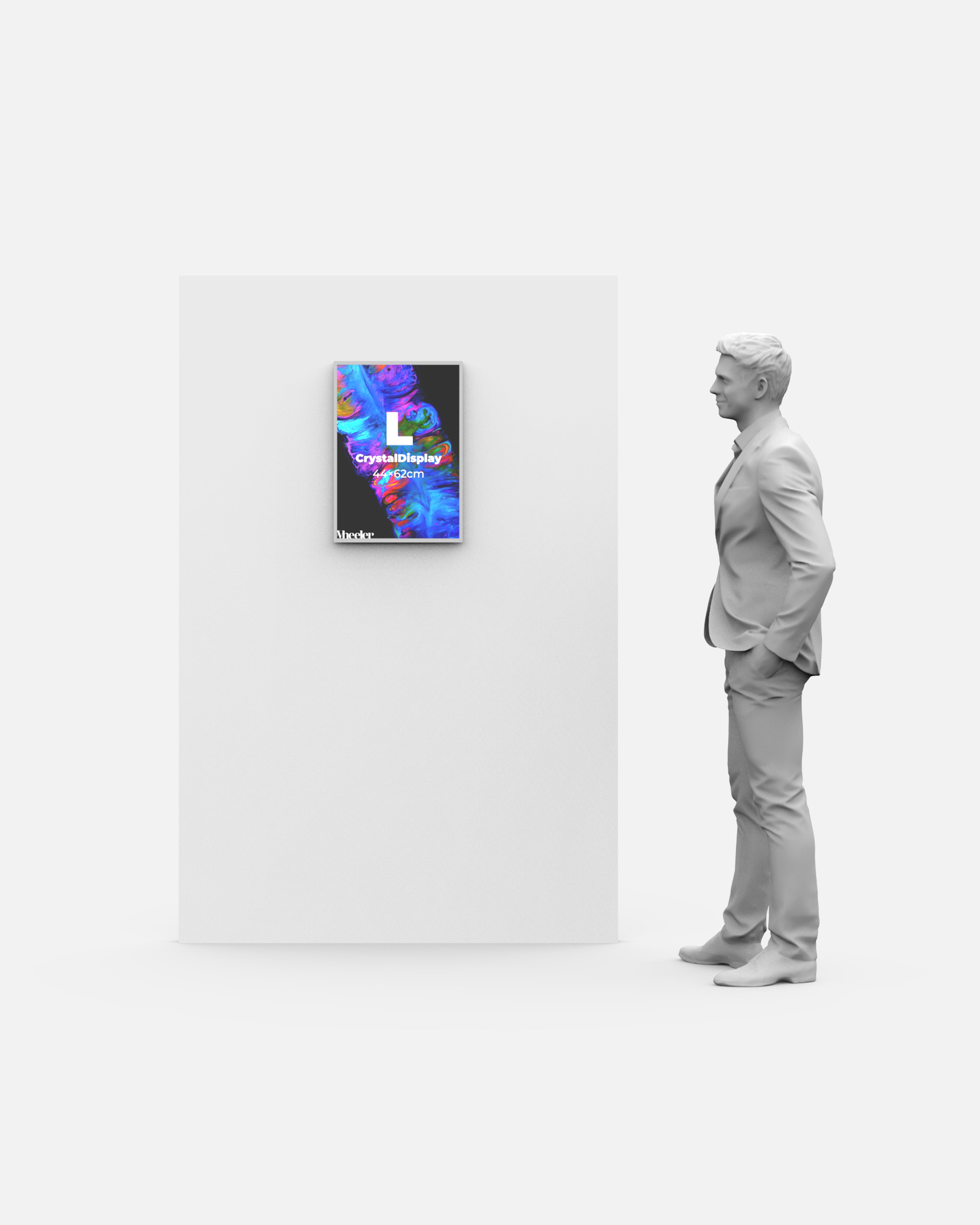 LED Display Lightbox / Glass + Aluminium / L (43×60 cm A2) / Silver CrystalDisplay Lightbox - Wheeler Display