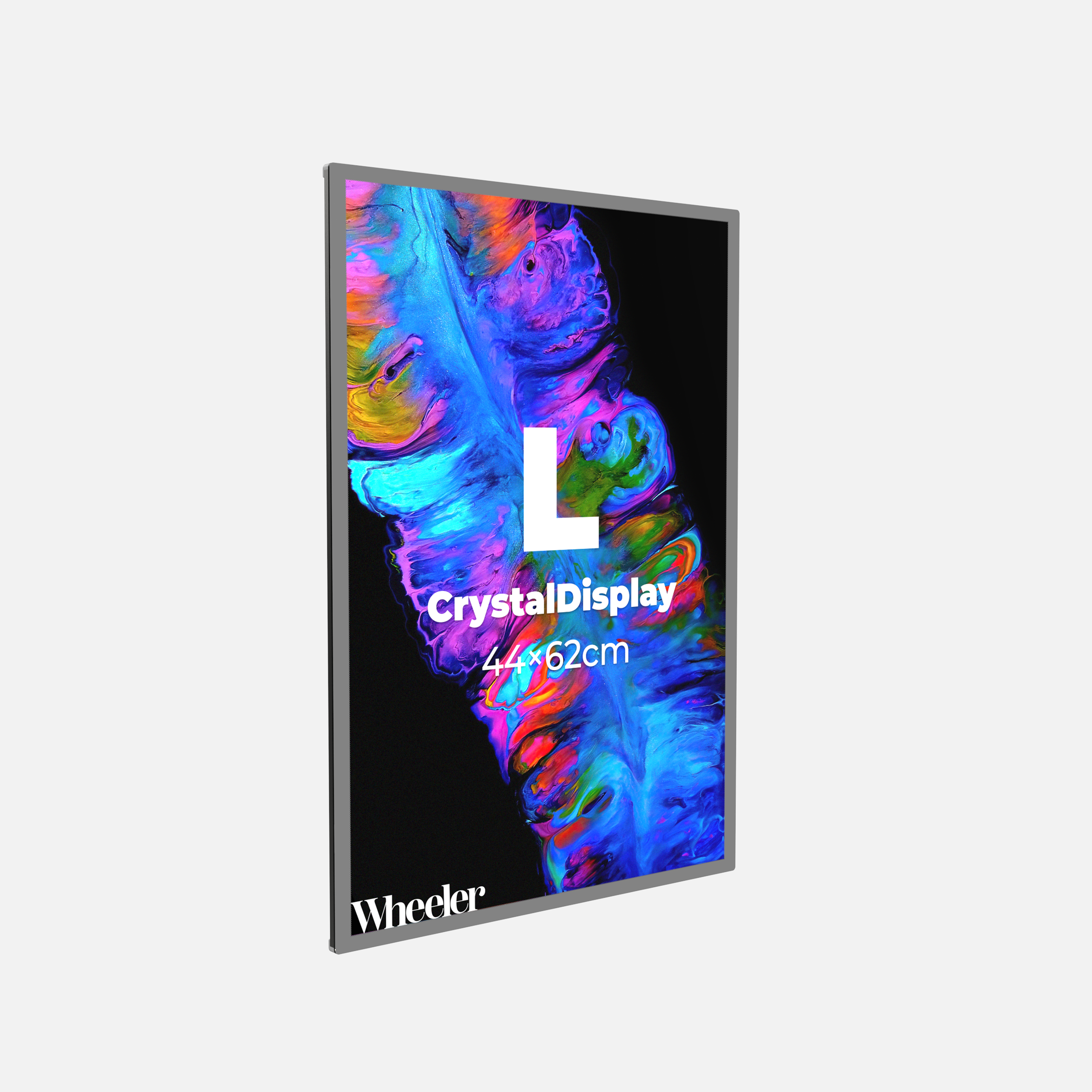 LED Display Lightbox / Glass + Aluminium / L (43×60 cm A2) / Silver CrystalDisplay Lightbox - Wheeler Display