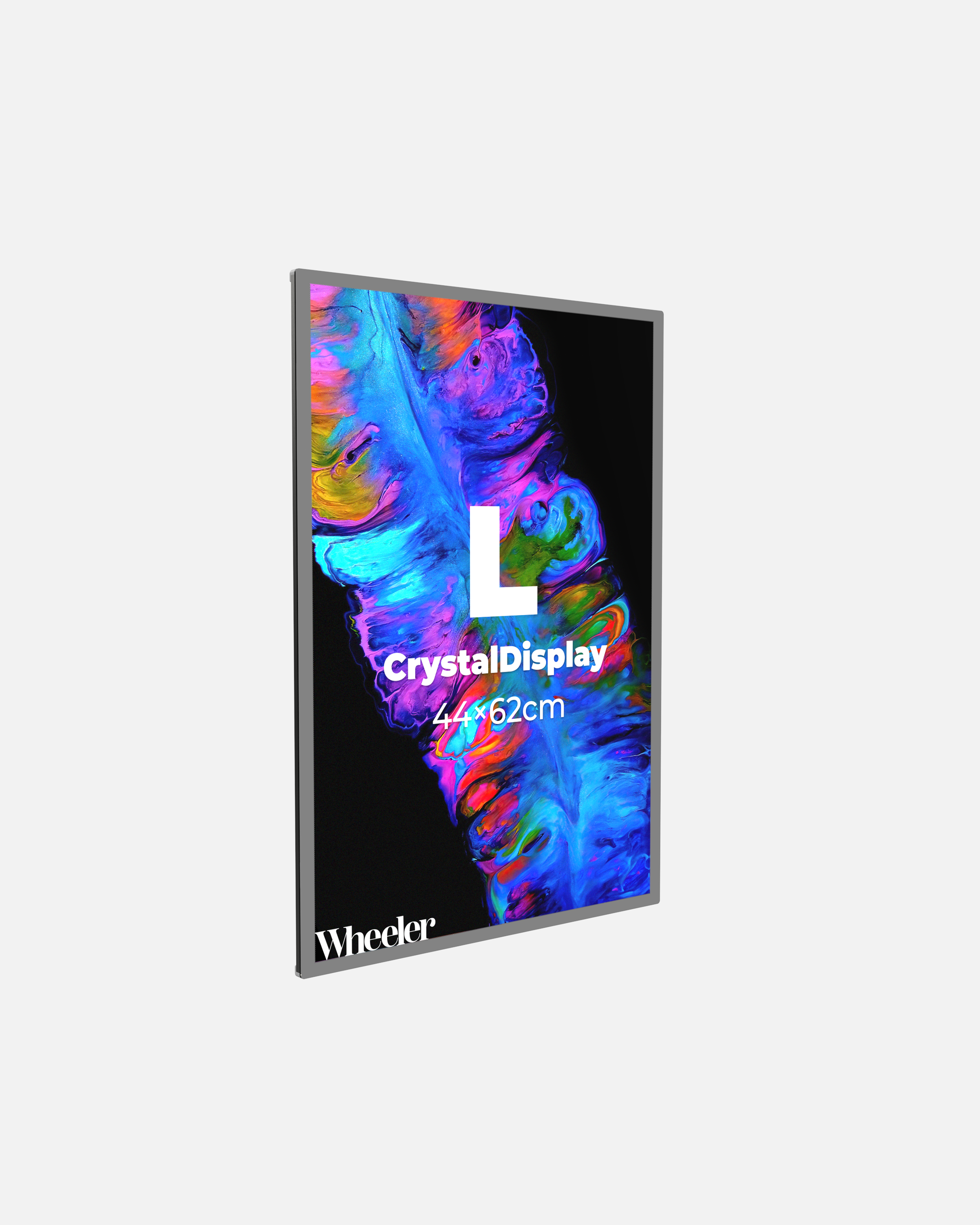 LED Display Lightbox / Glass + Aluminium / L (43×60 cm A2) / Silver CrystalDisplay Lightbox - Wheeler Display