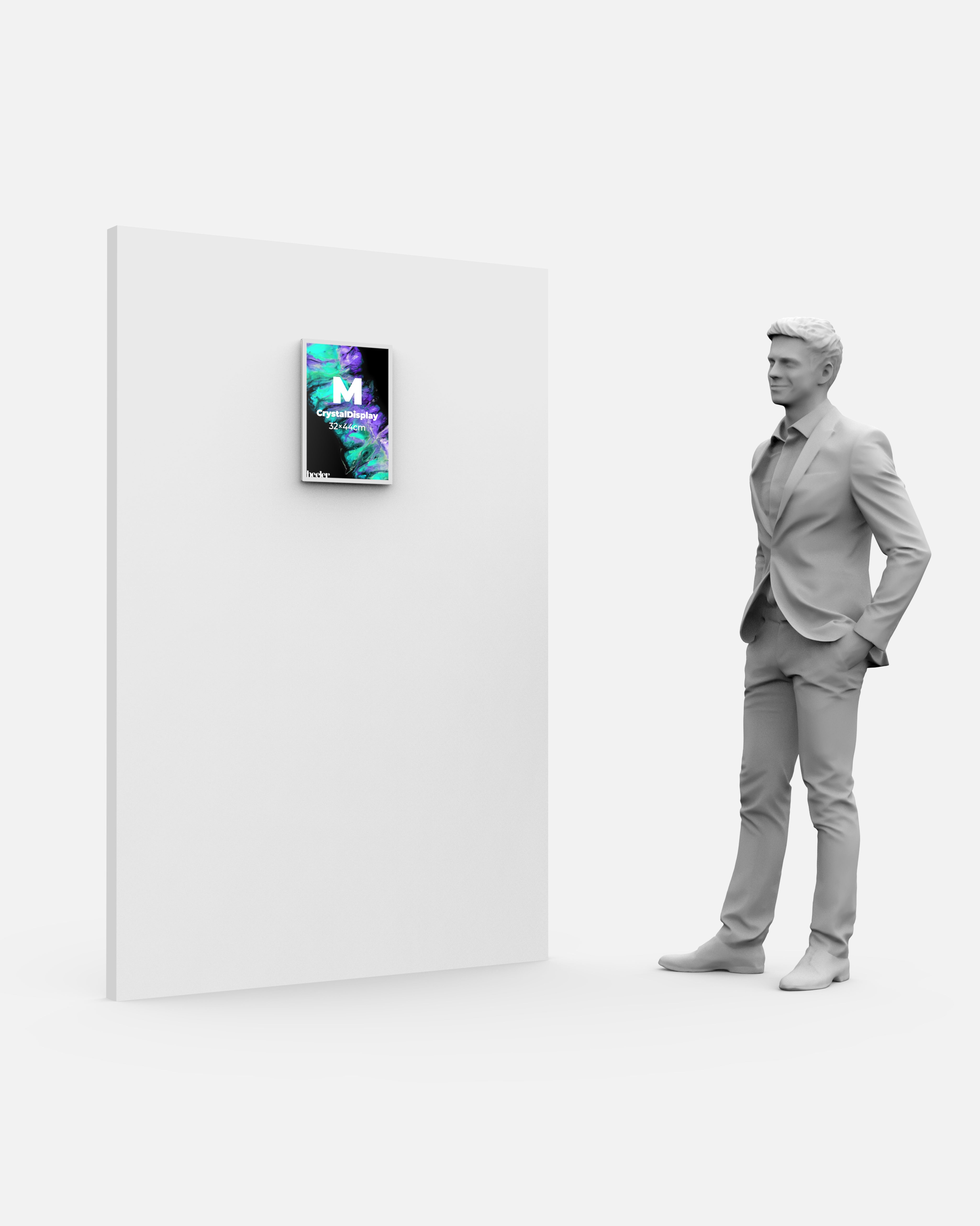 CrystalDisplay Model M 32×44cm – Wall-Mounted LED Illuminated Lightbox, Silver CrystalDisplay Lightbox - Wheeler Display