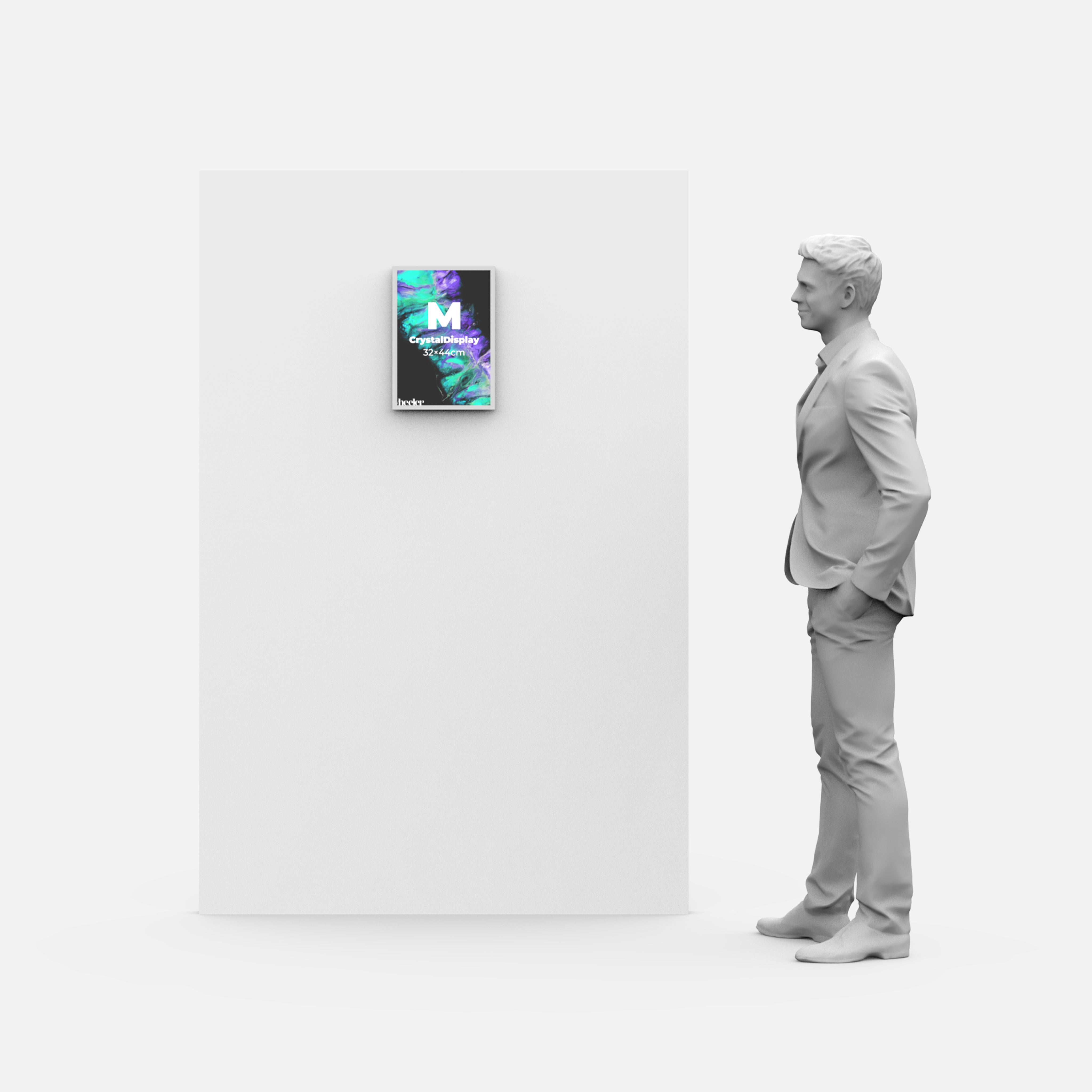 LED Display Lightbox / Glass + Aluminium / M (31×43 cm A3) / Silver CrystalDisplay Lightbox - Wheeler Display