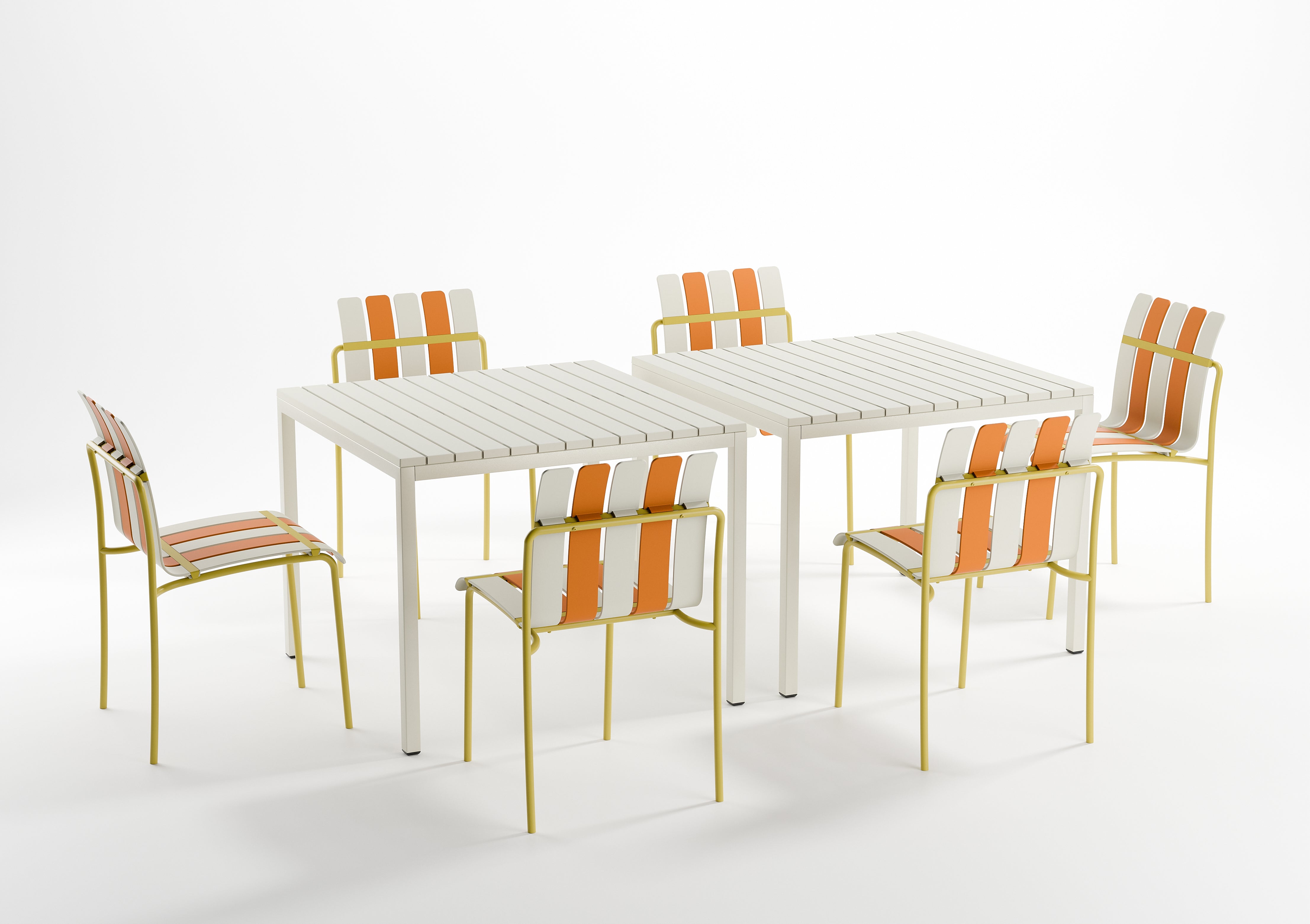 StackChair – Indoor/Outdoor Chair (Orange, Yellow & White) | B2B Pricing Chair - Wheeler Display