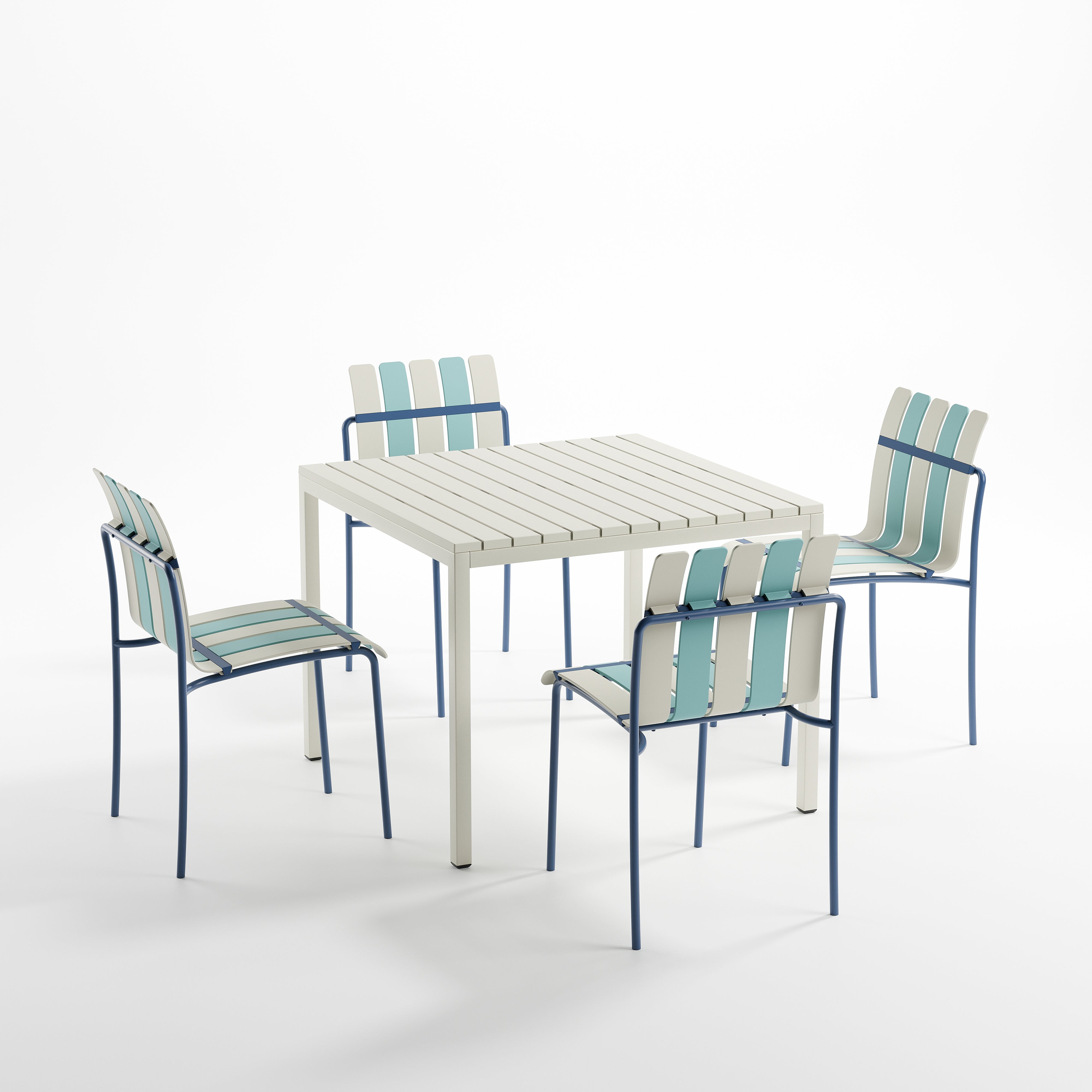 StackChair – Indoor/Outdoor Chair (Blue & White) | B2B Pricing Chair - Wheeler Display