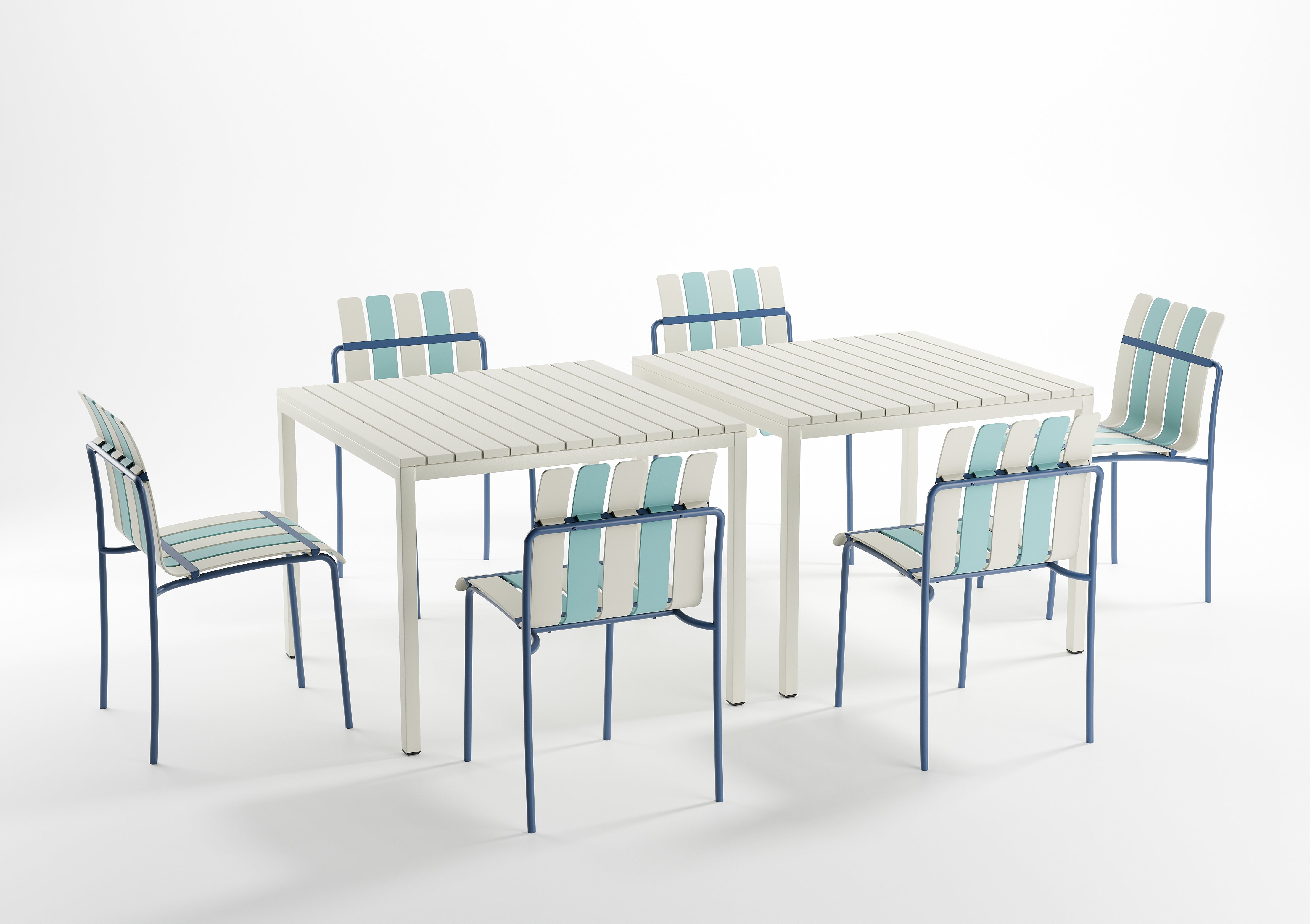 StackChair – Indoor/Outdoor Chair (Blue & White) | B2B Pricing Chair - Wheeler Display