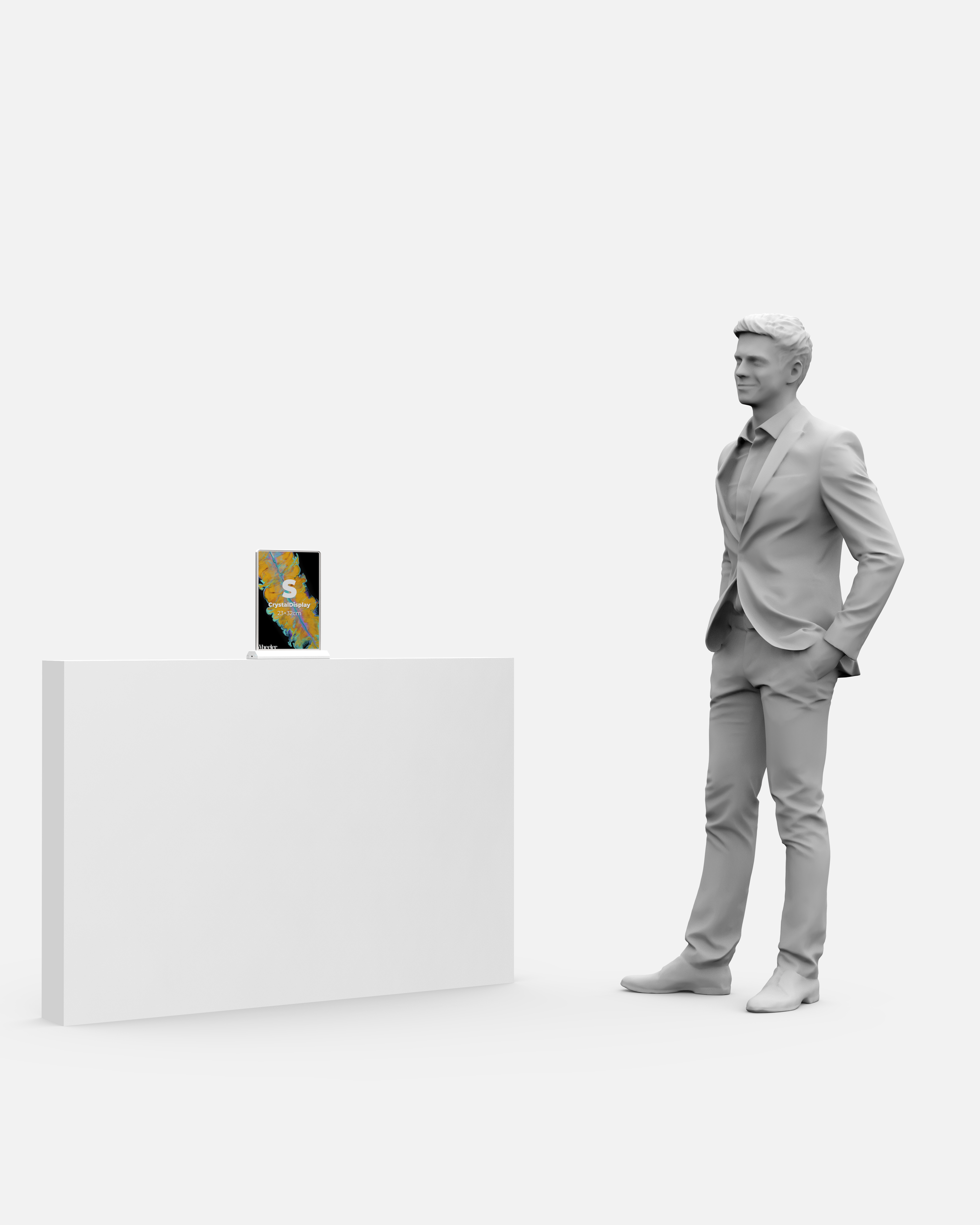 LED Display Lightbox / Glass + Aluminium / S (22.5×31 cm A4) / Counter / Rechargeable / Double-Sided CrystalDisplay Lightbox - Wheeler Display