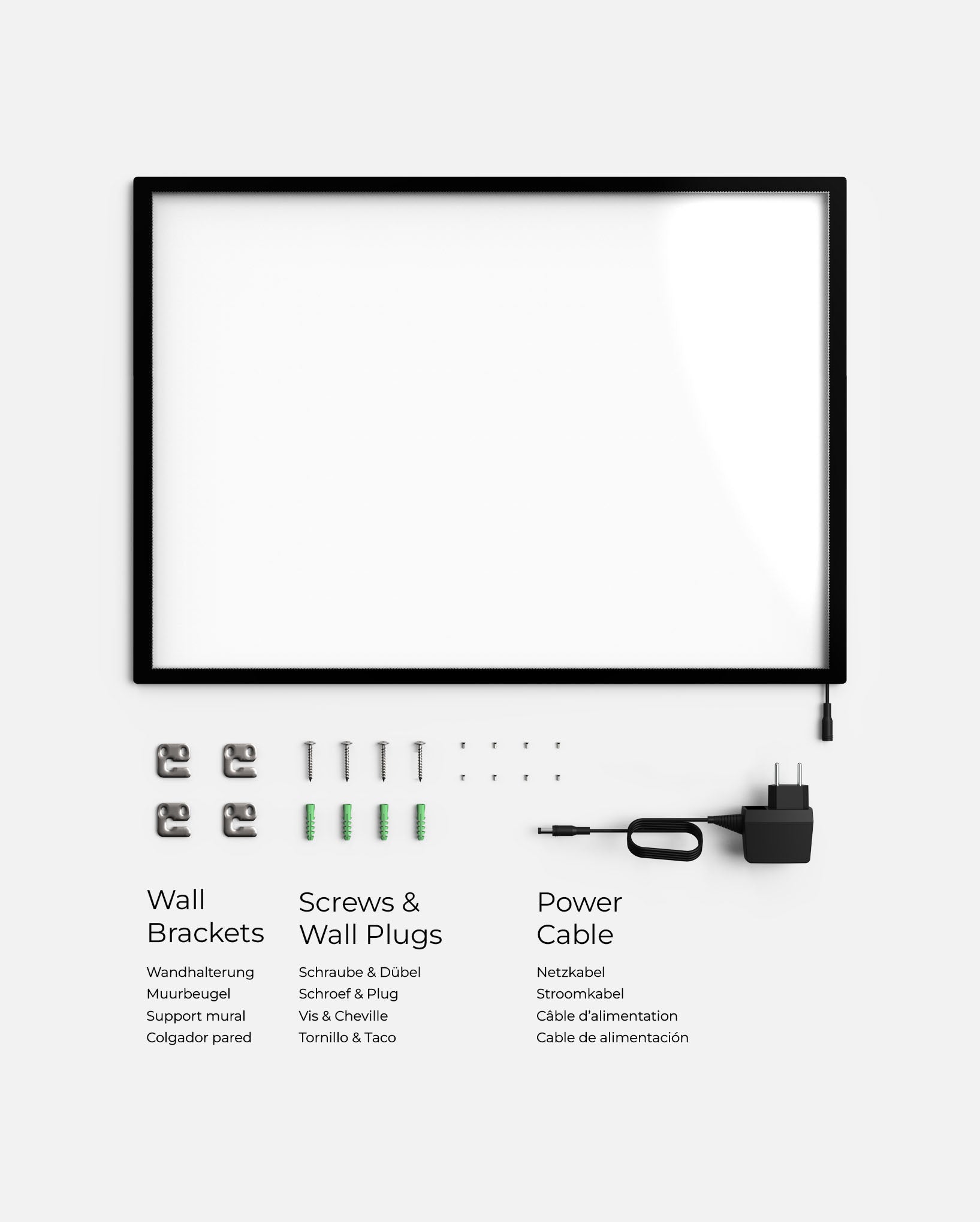LED Display Lightbox / Glass + Aluminium / M (31×43 cm A3) / Silver CrystalDisplay Lightbox - Wheeler Display