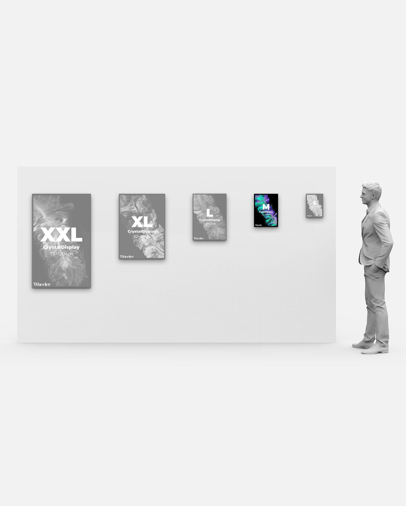 LED Display Lightbox / Glass + Aluminium / M (31×43 cm A3) / Silver CrystalDisplay Lightbox - Wheeler Display