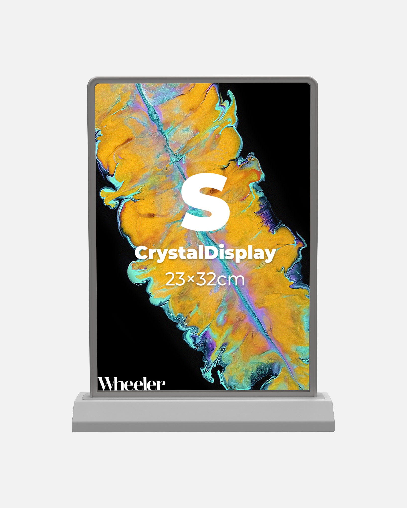 LED Display Lightbox / Glass + Aluminium / S (22.5×31 cm A4) / Counter / Rechargeable / Double-Sided CrystalDisplay Lightbox - Wheeler Display