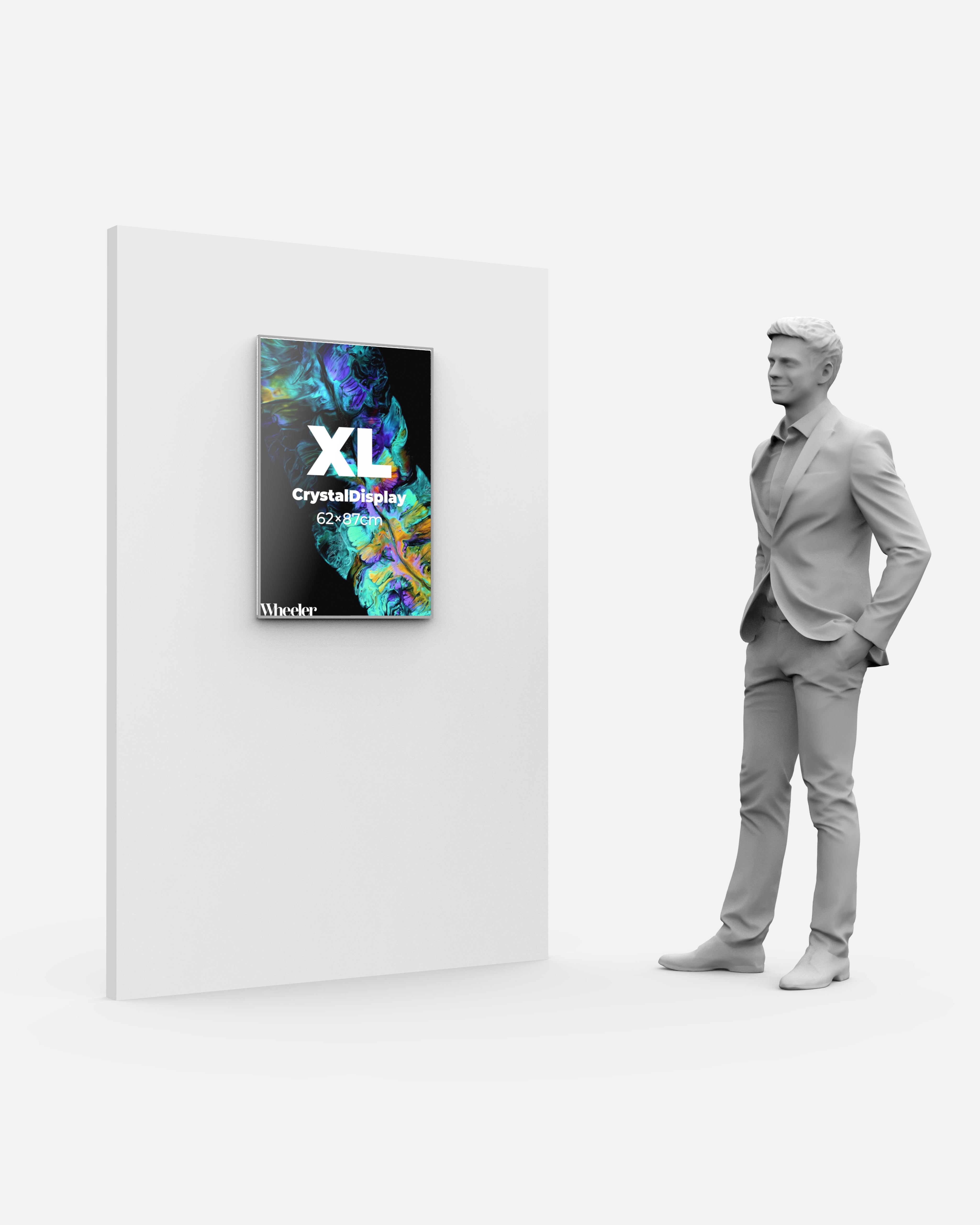 LED Display Lightbox / Glass + Aluminium / XL (60×85 cm A1) / Silver CrystalDisplay Lightbox - Wheeler Display