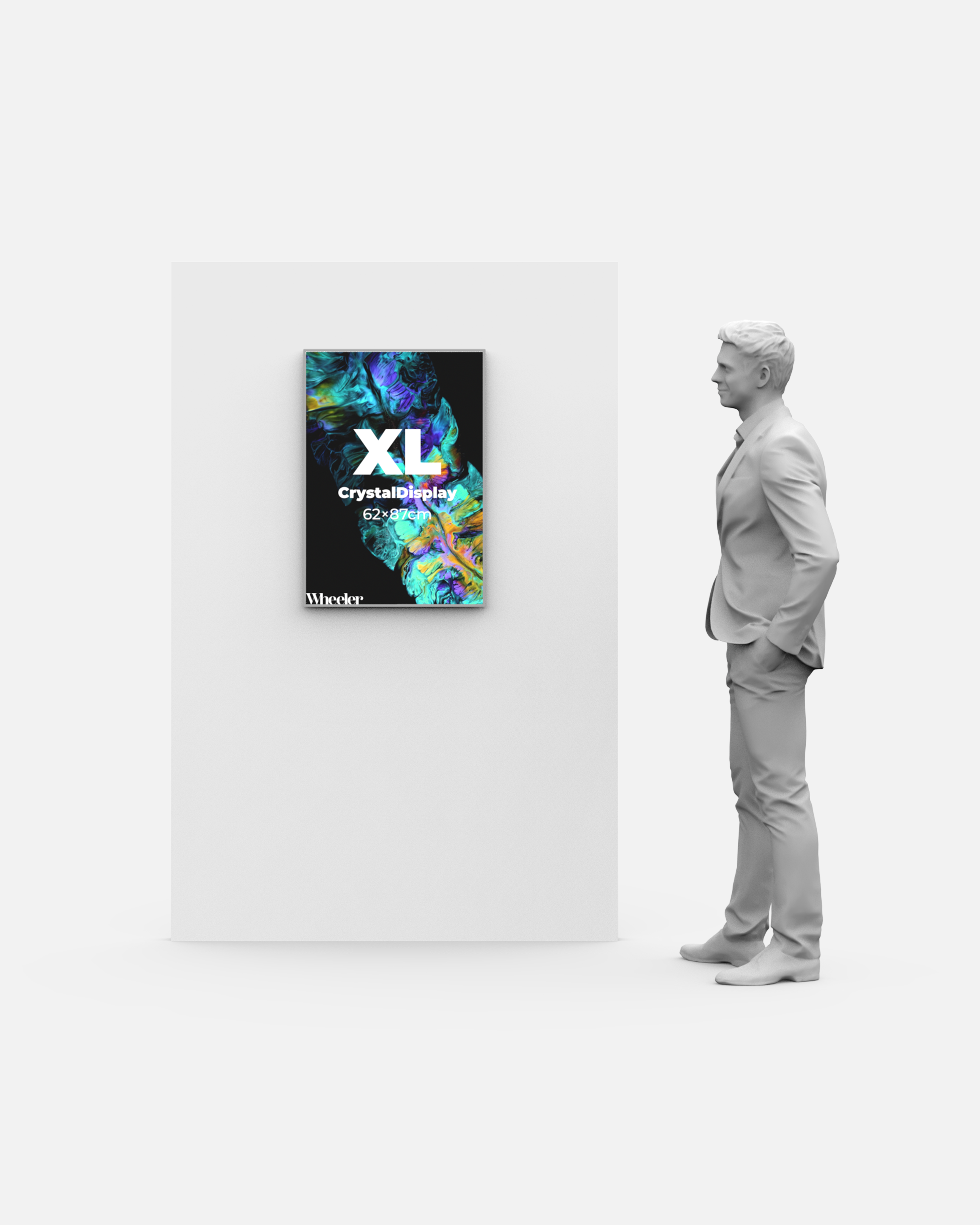 LED Display Lightbox / Glass + Aluminium / XL (60×85 cm A1) / Silver CrystalDisplay Lightbox - Wheeler Display