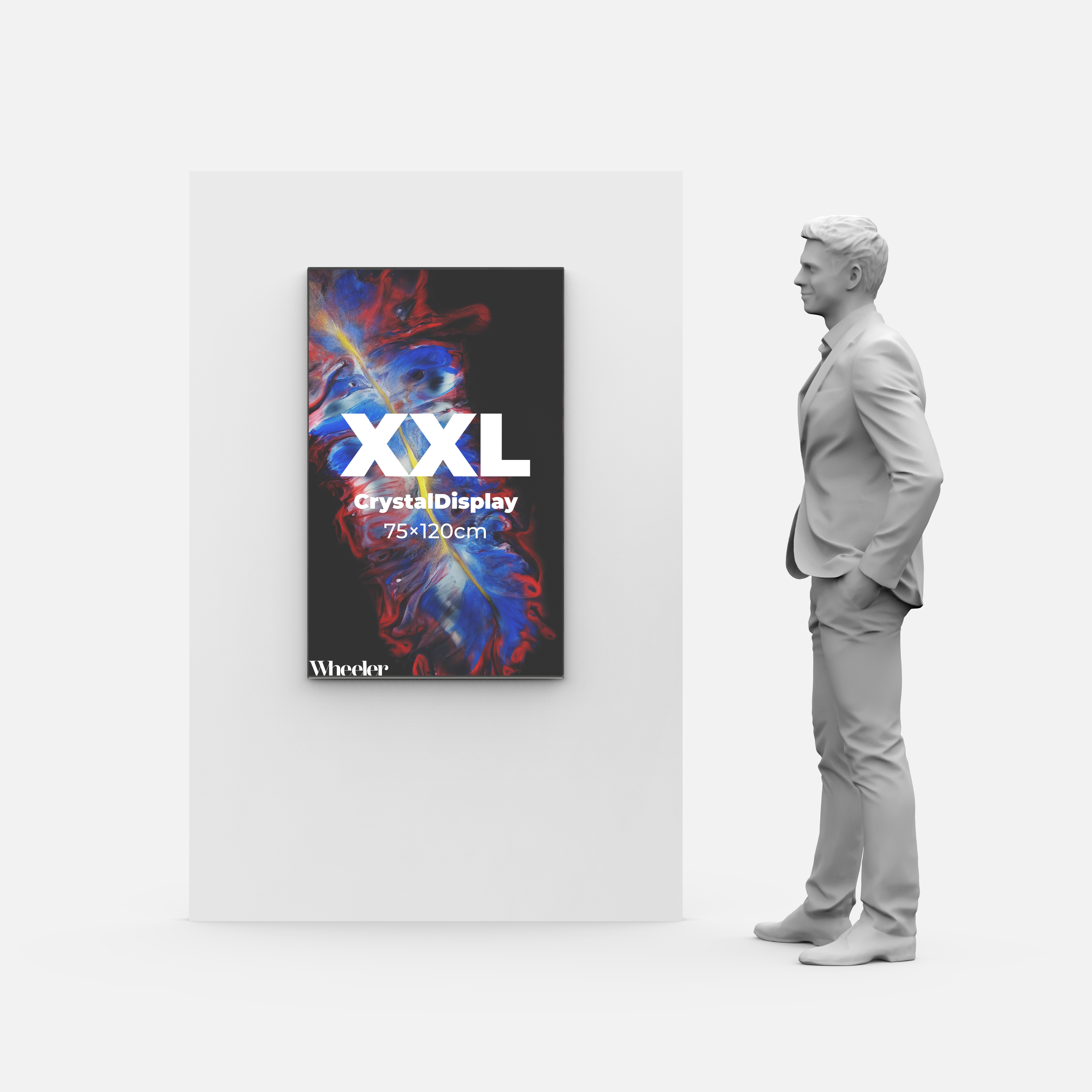 LED Display Lightbox / Glass + Aluminium / XXL (75×120 cm) / Black - Test CrystalDisplay Lightbox - Wheeler Display