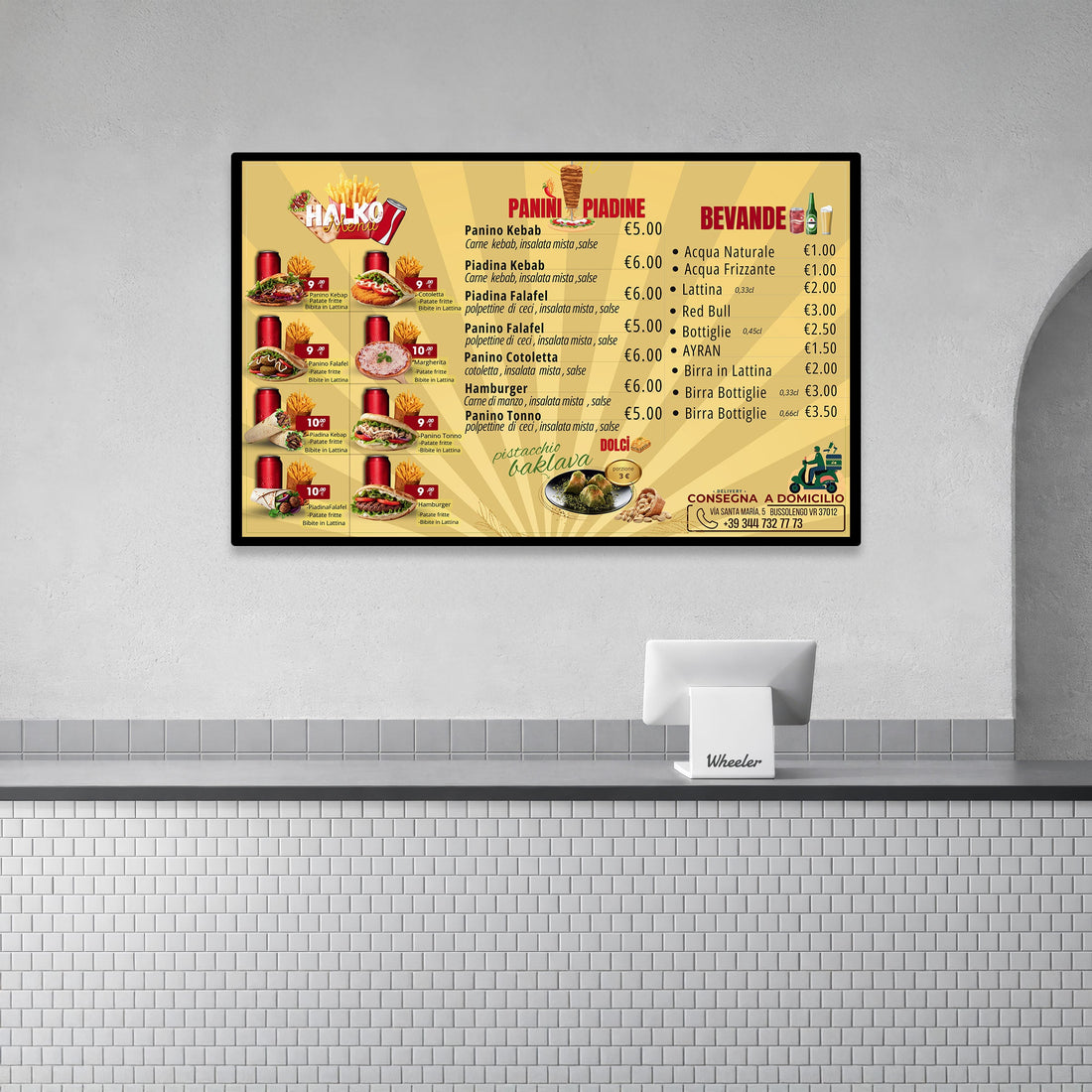 Restaurant Menu Displays — 3 × XXL 120 × 75 cm LED Lightboxes | Italy