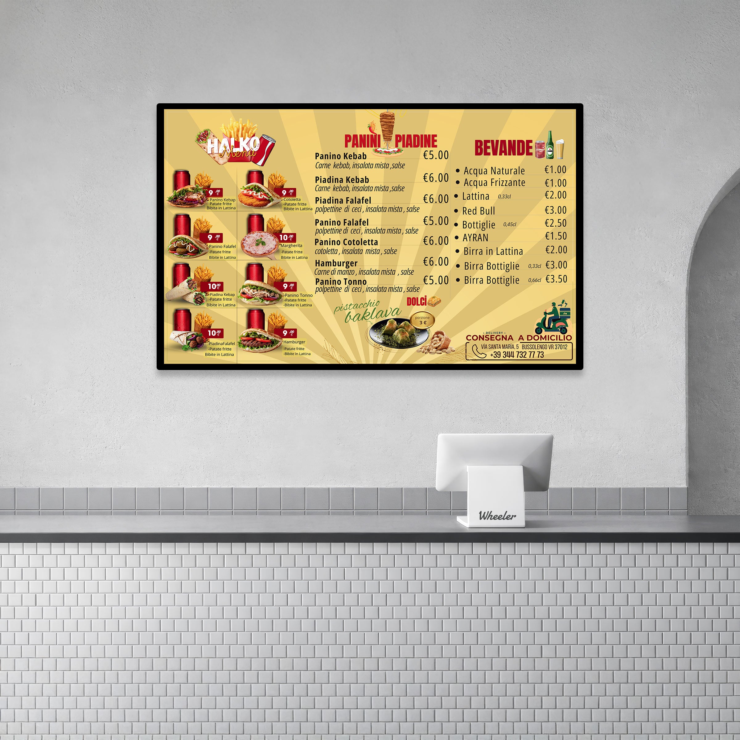Restaurant Menu Displays — 3 × XXL 120 × 75 cm LED Lightboxes | Italy
