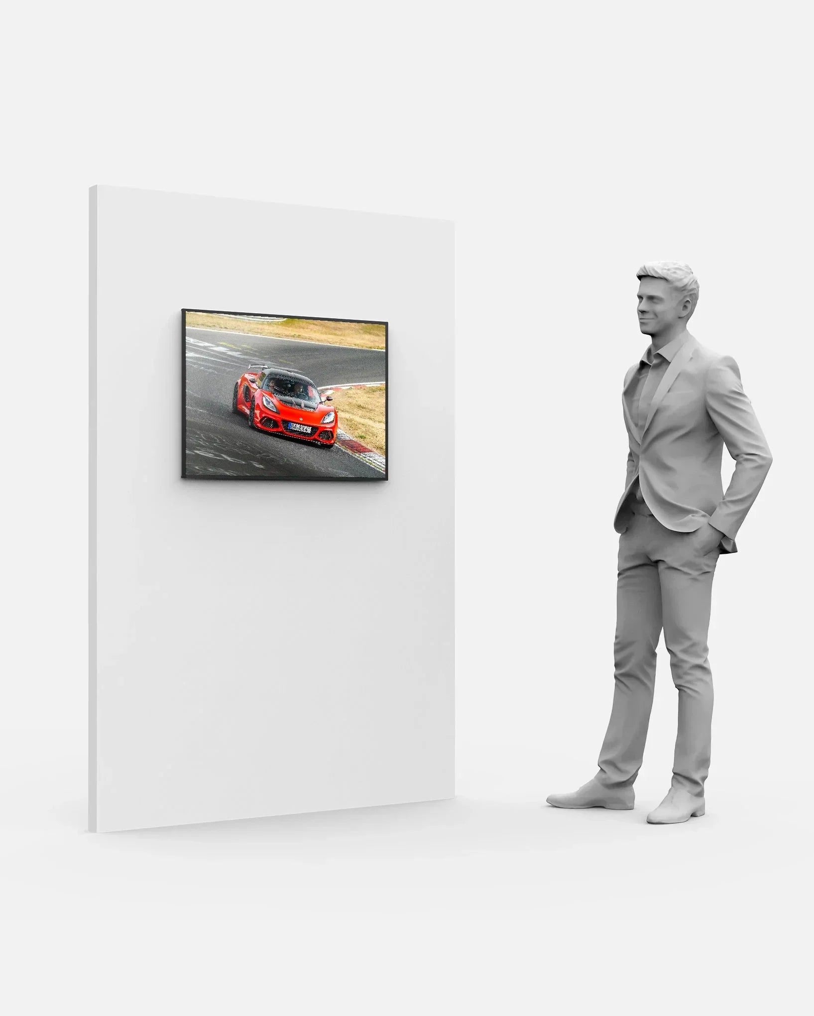 LED Display Lightbox Screen featuring motorsport artwork in showroom setting