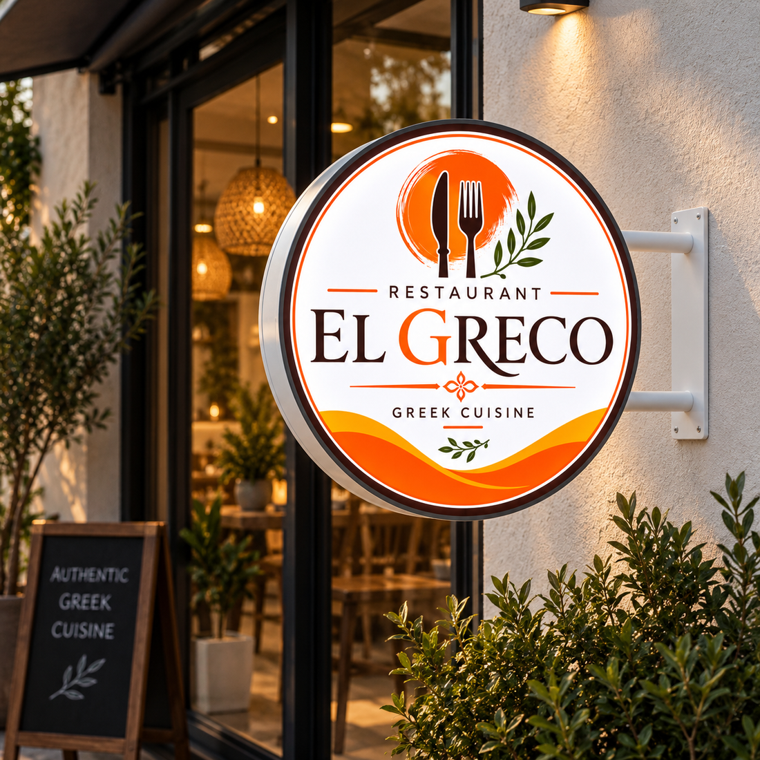 El Greco – 100 cm Round LED Restaurant Sign | Leipzig