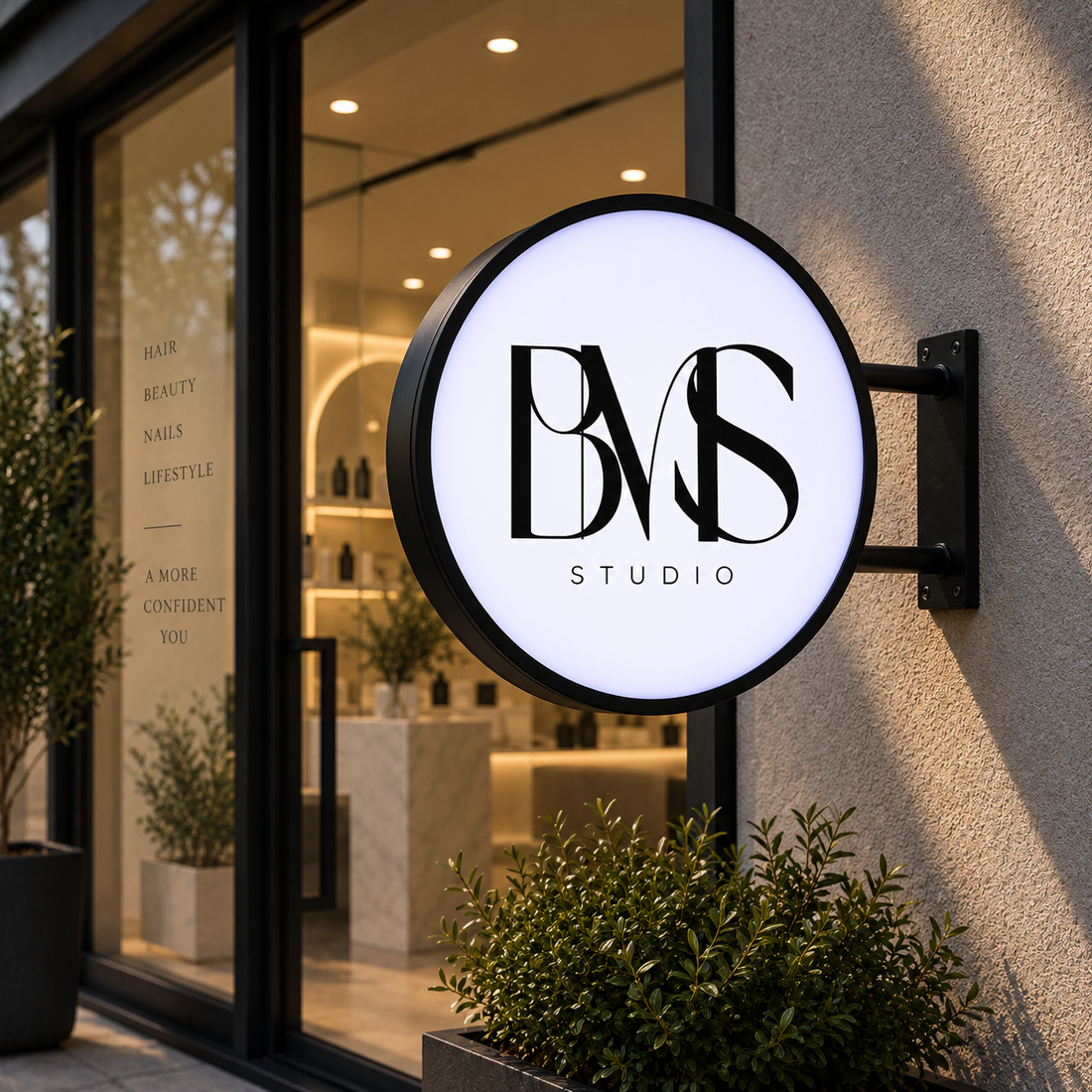 BMS Studio – 40 cm Round LED Sign | Mantes-la-Ville