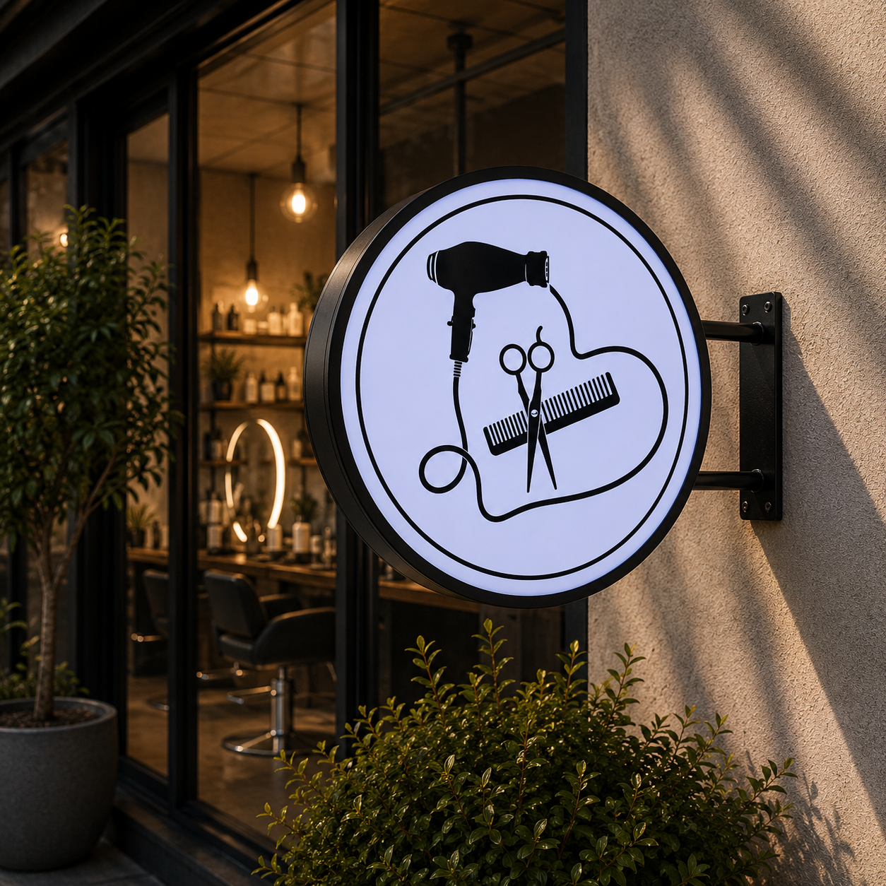 Custom 40cm Round LED Sign for CUT?JA! | Lichtenstein, Germany