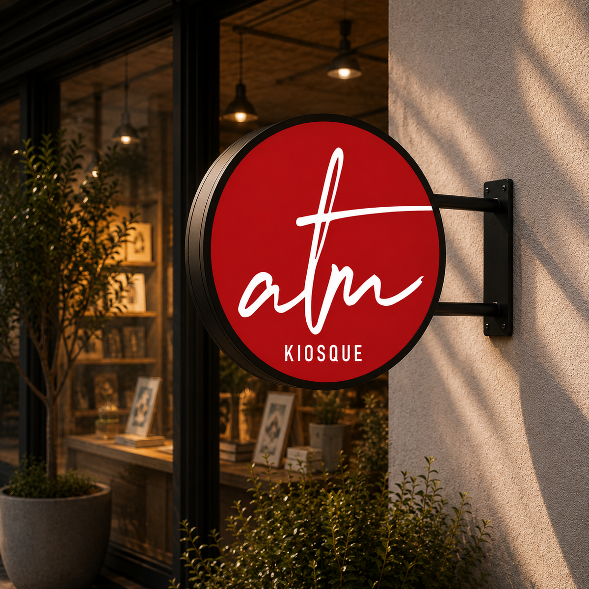 Custom 80cm Round LED Sign for ATM Kiosque | Frankfurt, Germany
