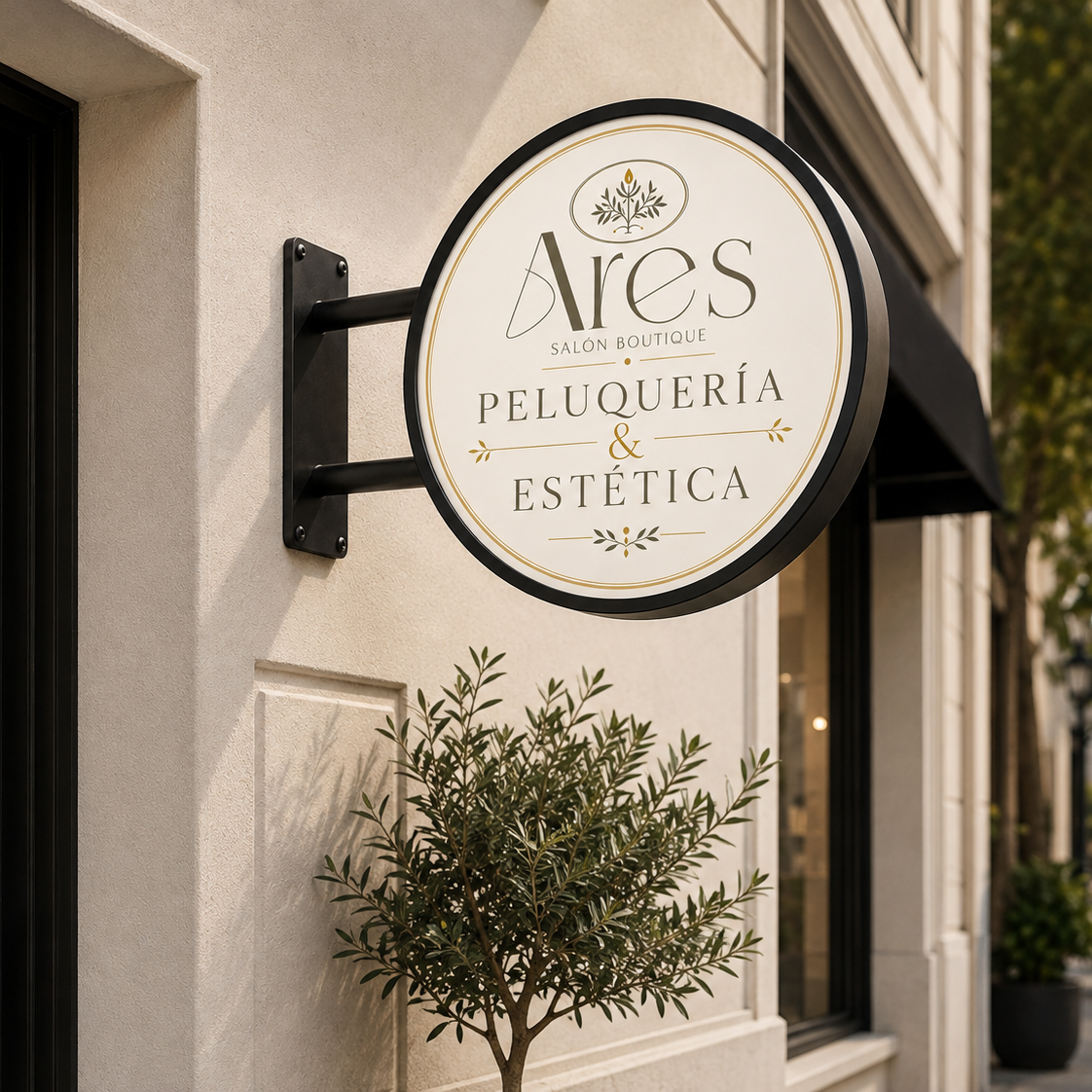 Custom Round LED Salon Sign Manufactured for Beauty Boutique in| Málaga, Spain
