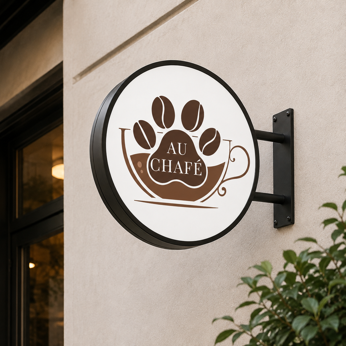Custom Round LED Sign Lightbox Created for French Café | France
