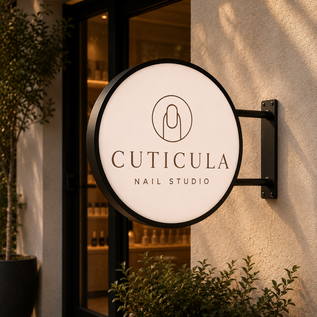 Custom Round LED Sign for Cuticula Nail Studio | Germany