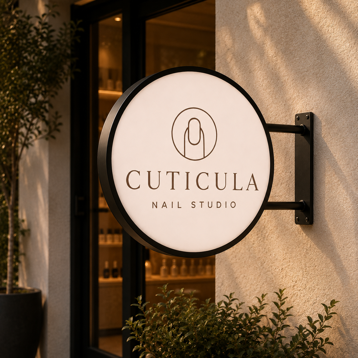 Custom Round LED Sign for Cuticula Nail Studio | Germany