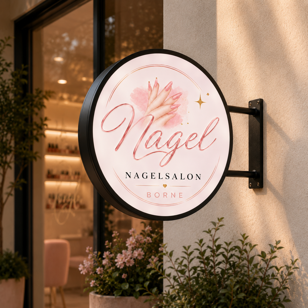 Custom Round LED Sign for Gloss Nagelsalon Borne | Netherlands