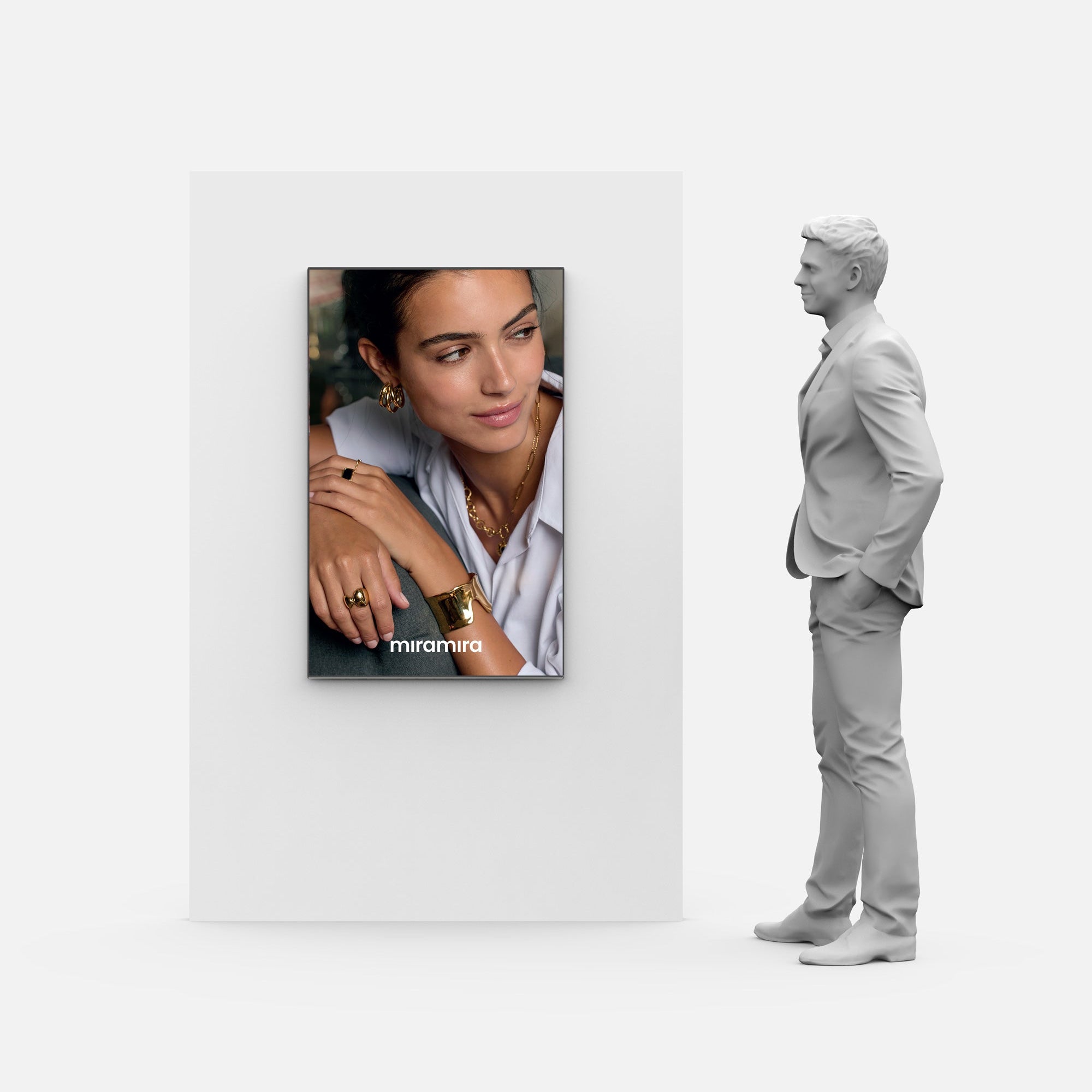 LED Display Lightbox showcasing Miramira jewellery campaign imagery in boutique