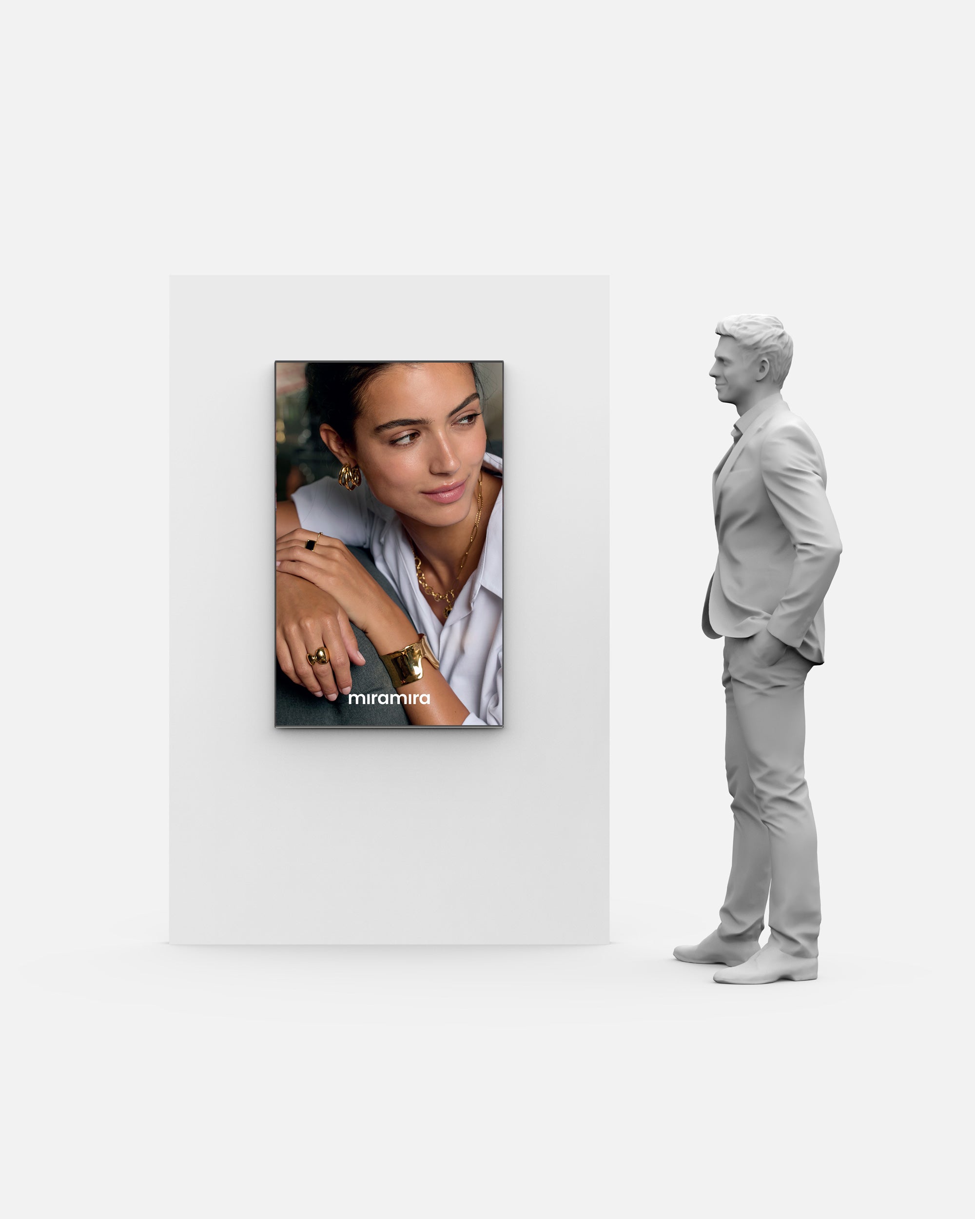 LED Display Lightbox showcasing Miramira jewellery campaign imagery in boutique