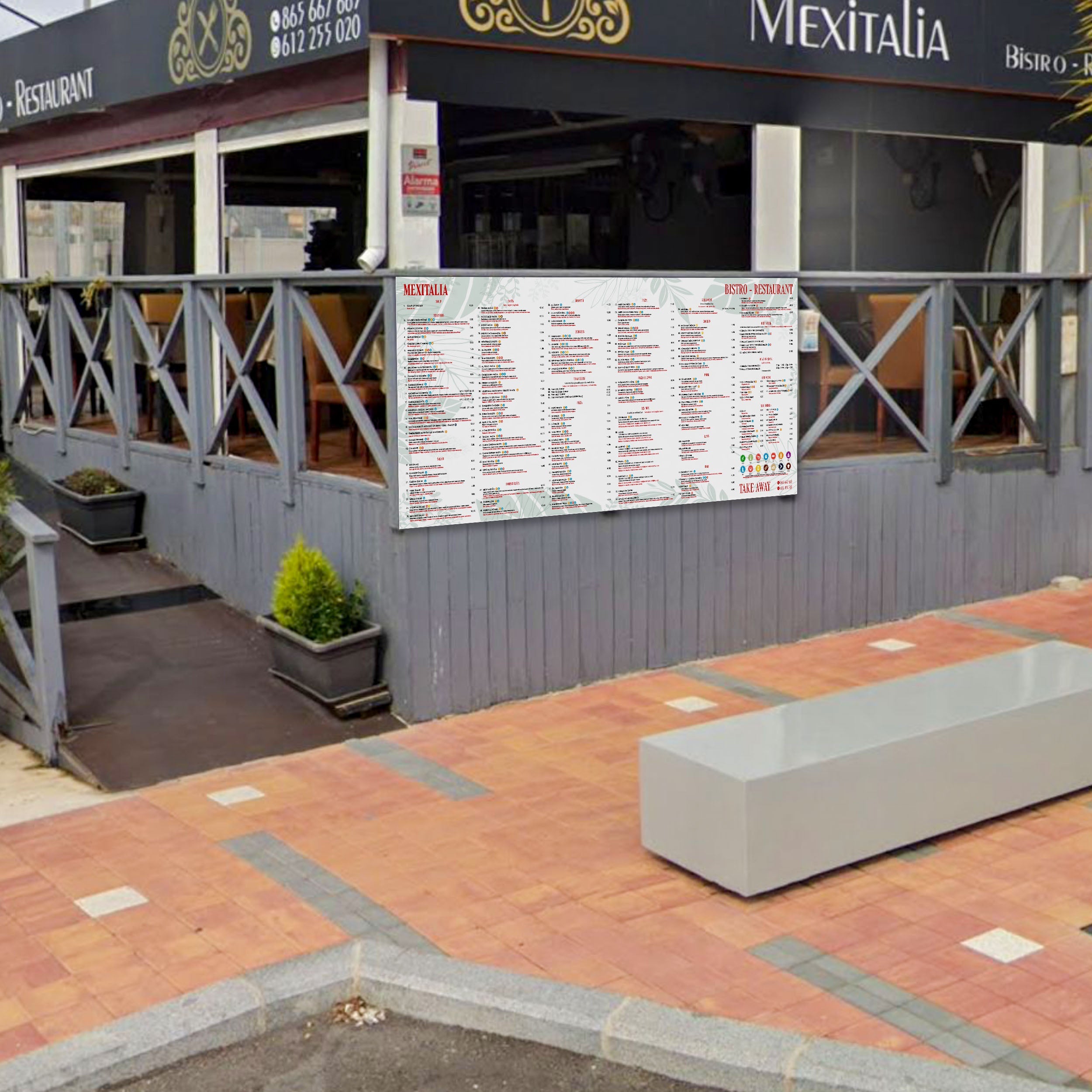 Mexitalia Restaurant – Large Outdoor Menu Board Installation | Spain