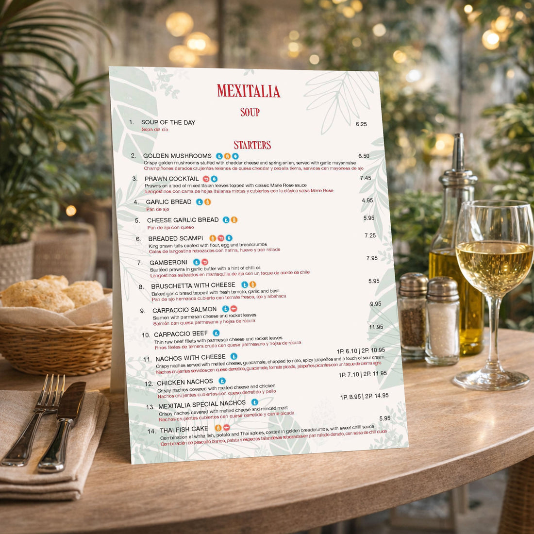 Mexitalia Restaurant – Printed Menu Design for 200+ Items | Spain