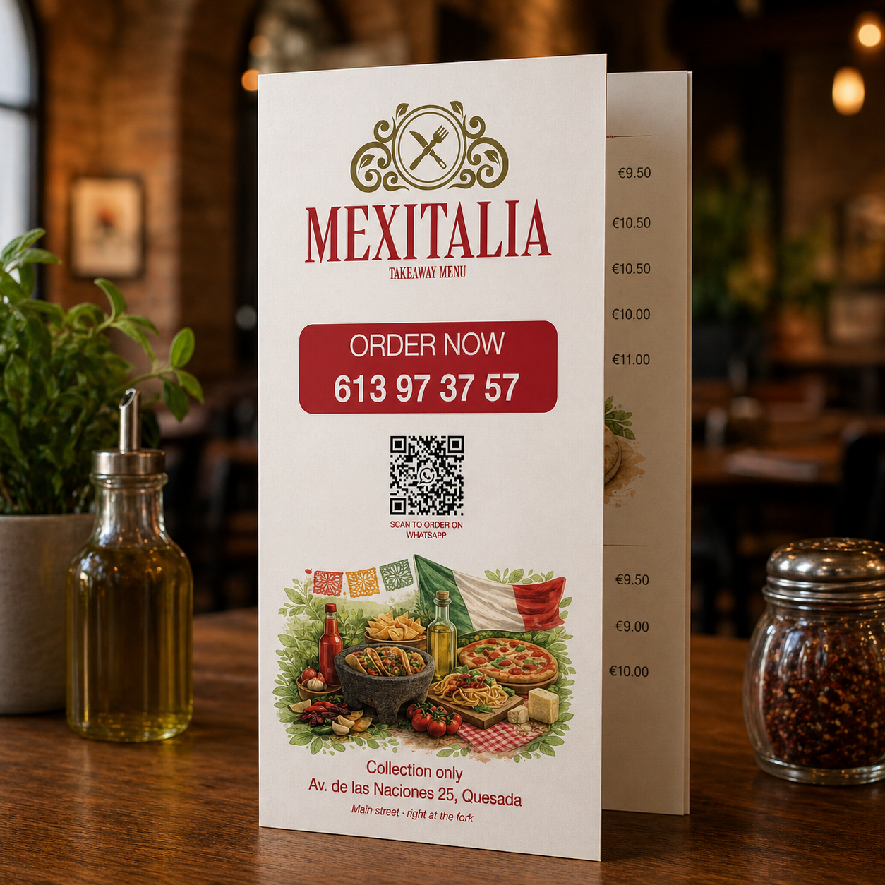 Trifold Takeaway Menu Design & Print | Alicante Spain