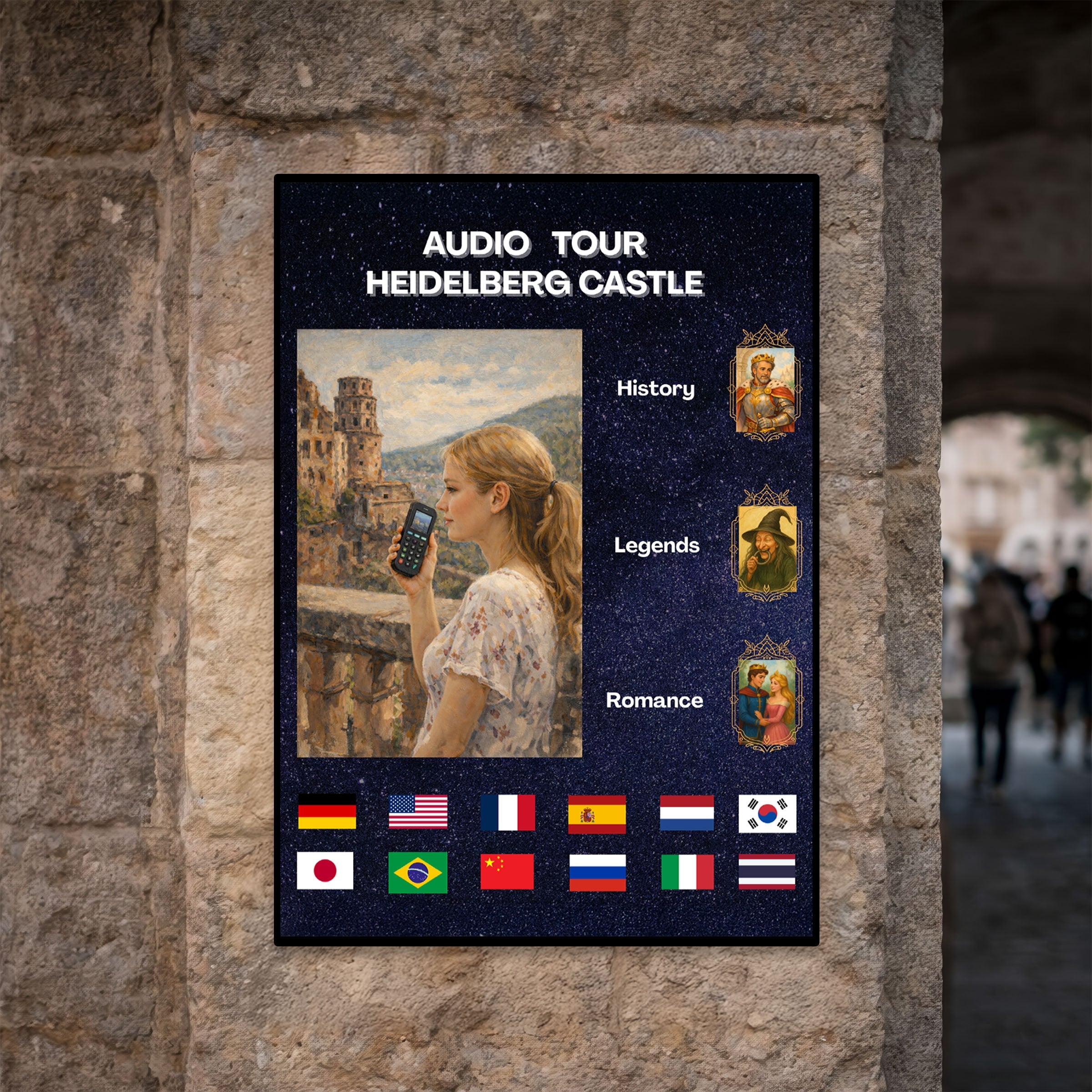 Heidelberg Castle Audio Tour Display – A4 S LED Lightboxes | Germany