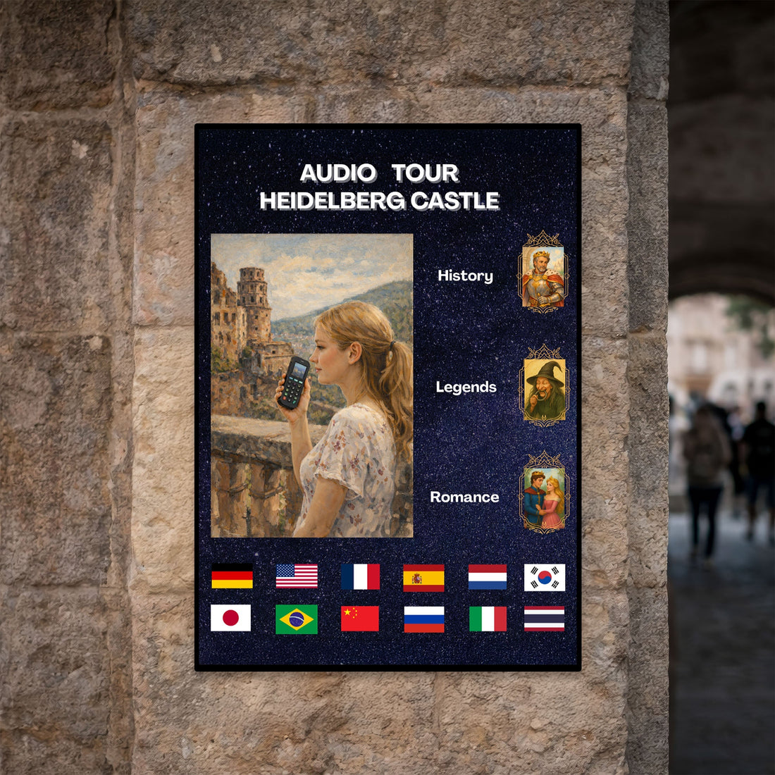Heidelberg Castle Audio Tour Display – A4 S LED Lightboxes | Germany