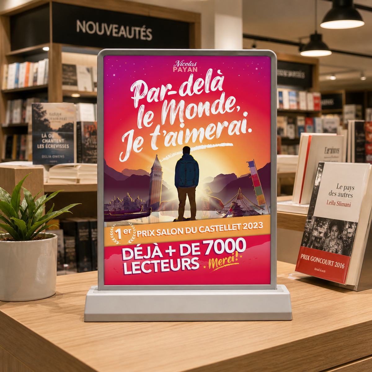 Book Launch Display – Counter LED Lightbox Display A4 Interior | Trets, France