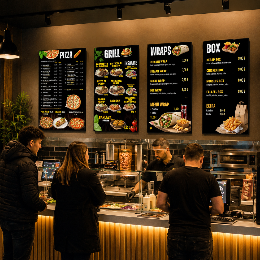 Vertical LED Menu Lightboxes for Restaurant Displays | Germany