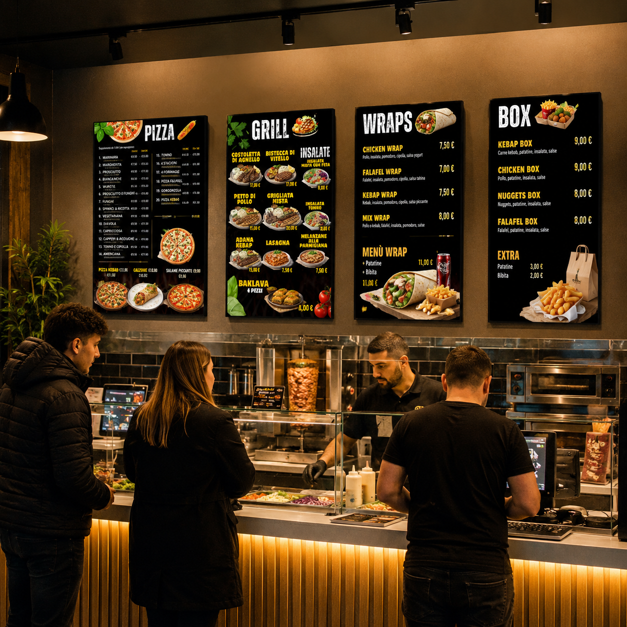 Vertical LED Menu Lightboxes for Restaurant Displays | Germany
