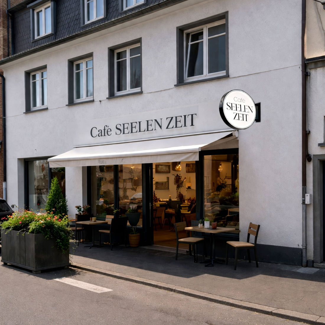 Round LED Lightbox Sign for Café | Bad Nauheim, Germany