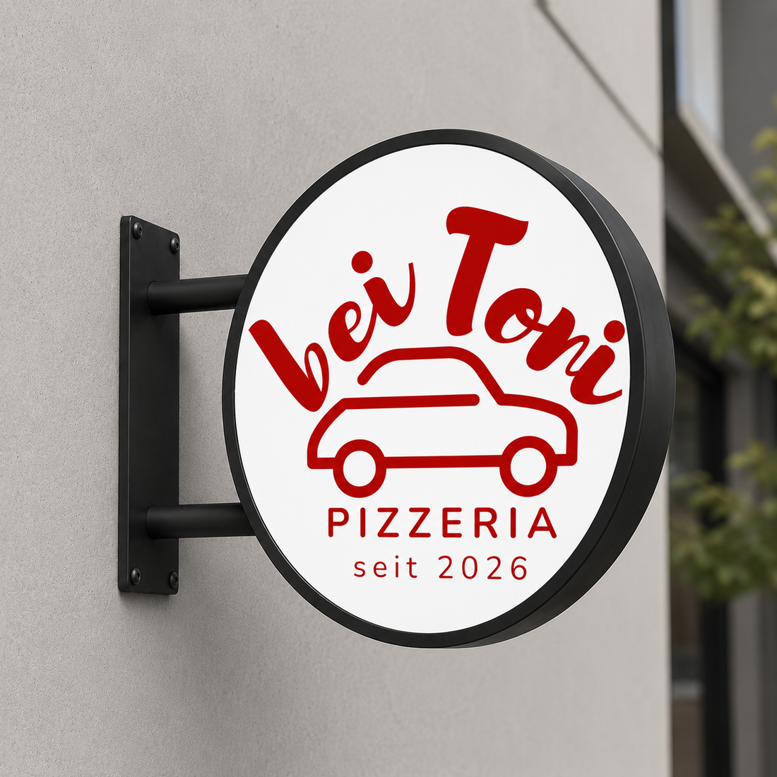 Round Projecting Sign Lightbox for Pizzeria | Arnsberg, Germany